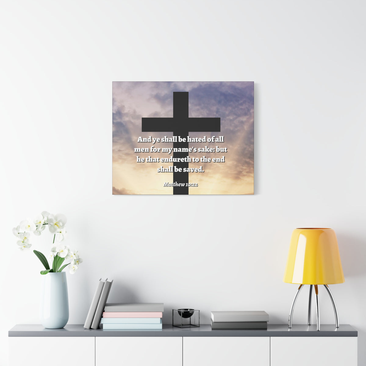 Scripture Canvas To The End Matthew 10:22 Christian Wall Art Bible Verse Print Ready to Hang