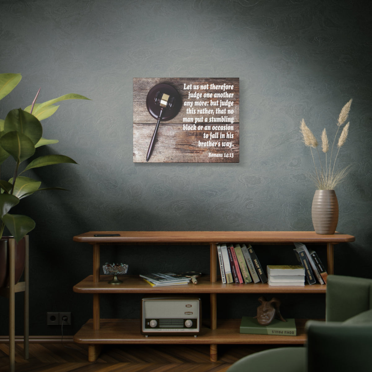 Scripture Canvas Not Judge One Another Romans 14:13 Christian Wall Art Bible Verse Print Ready to Hang