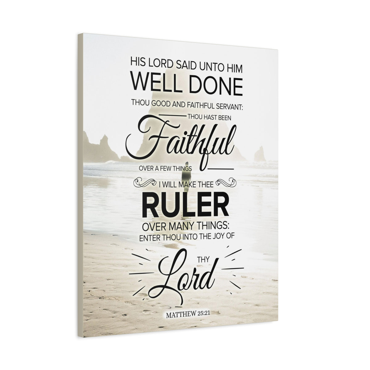 Scripture Canvas Ruler Matthew 25:21 Christian Wall Art Bible Verse Print Ready to Hang
