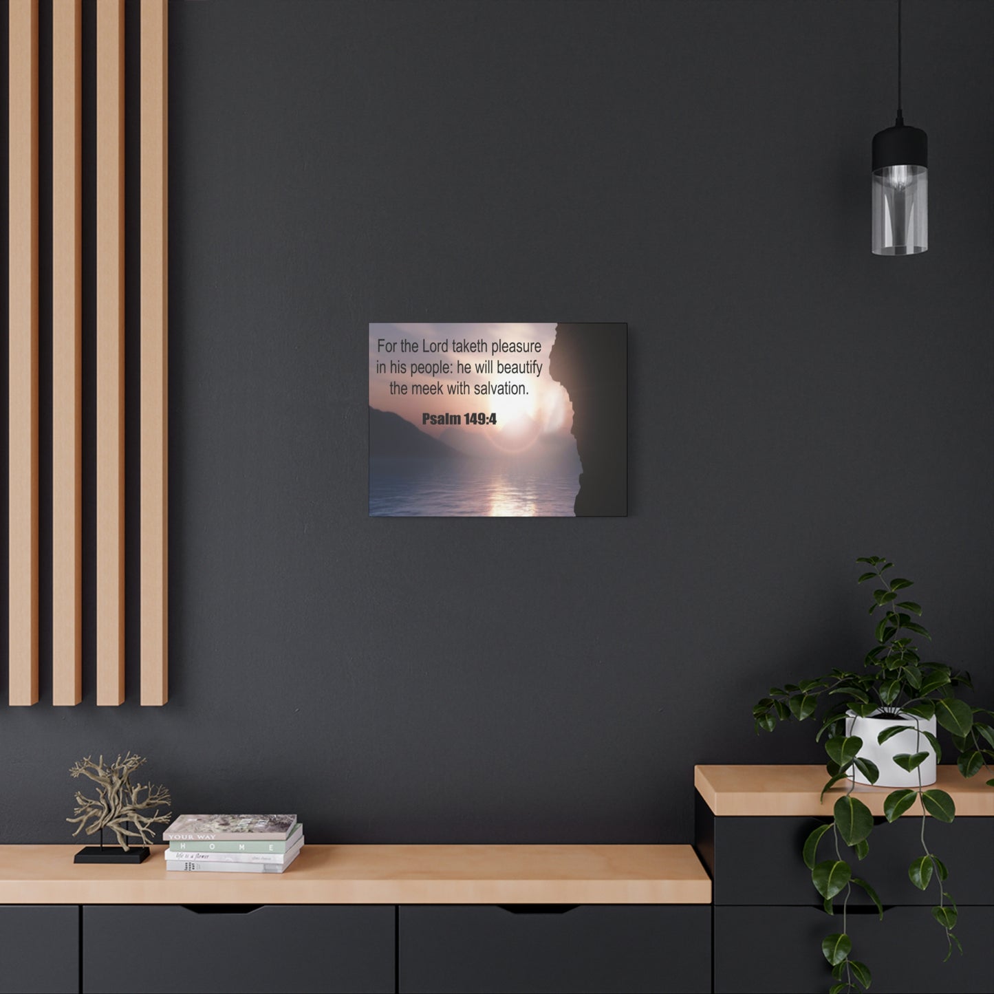 Scripture Canvas Beutify the Meek Psalm 149:4 Christian Wall Art Bible Verse Print Ready to Hang