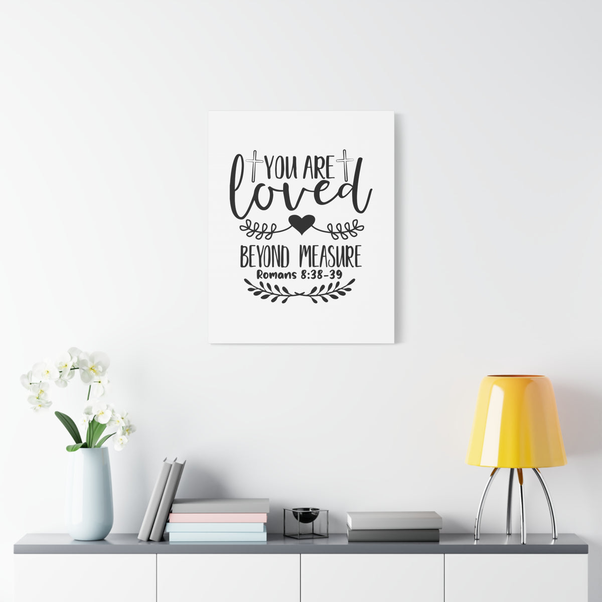 Scripture Canvas You Are Loved White Romans 8:38-39 Christian Wall Art Bible Verse Print Ready to Hang