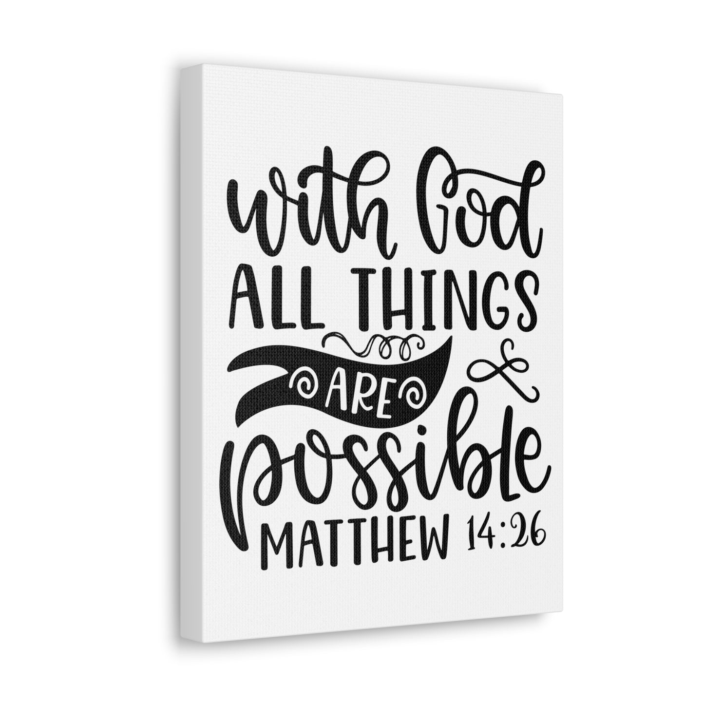 With God Matthew 14:26 Bible Verse Canvas Christian Wall Art Ready to Hang