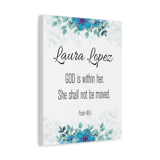 Personalized Scripture Walls God Is Within Her Psalm 46:5 Bible Chapter Canvas Christian Wall Art Ready to Hang