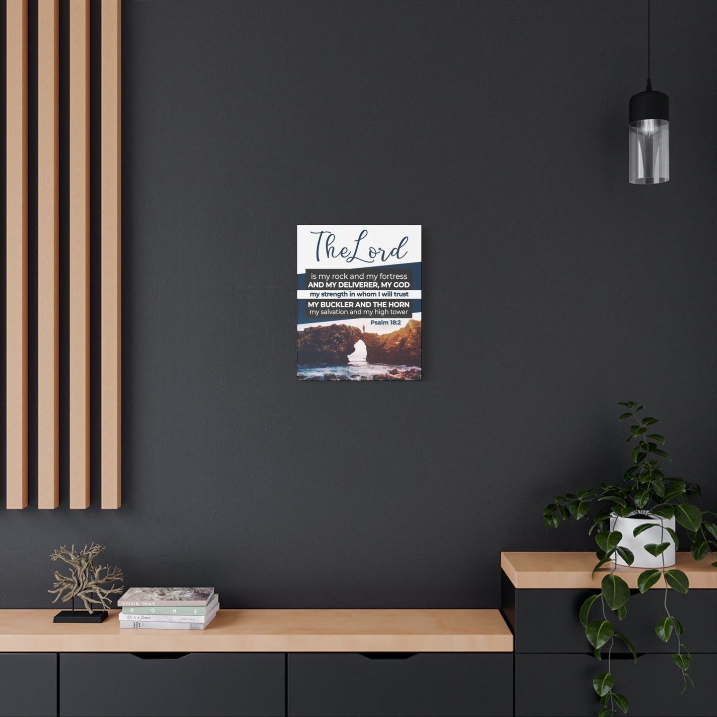 Scripture Canvas The Lord is My Rock Psalm 18:2 KJV Christian Wall Art Bible Verse Print Ready to Hang