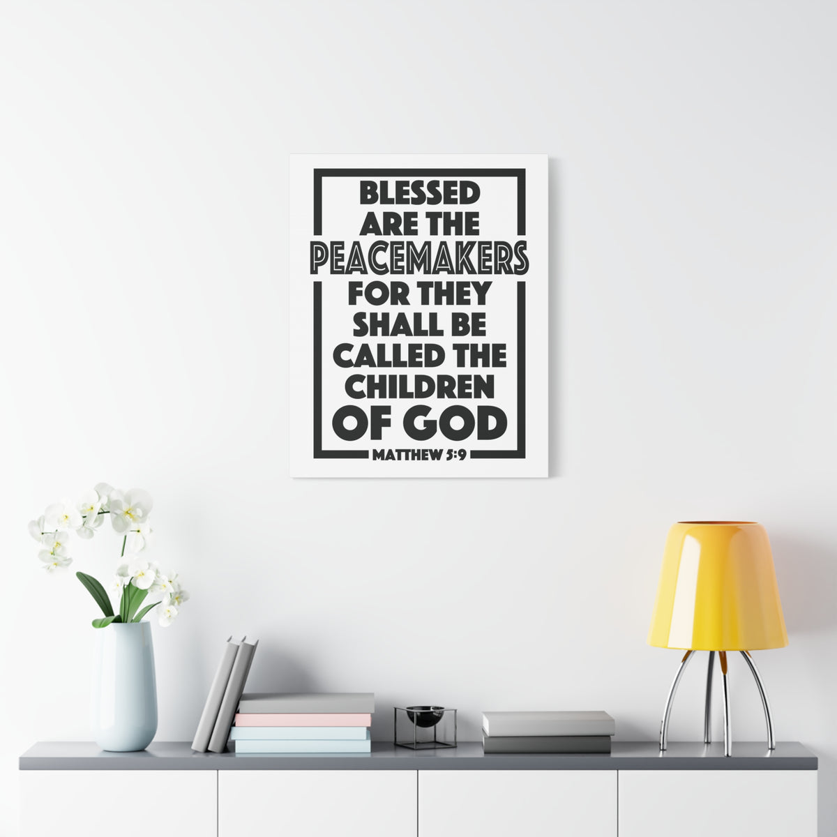 Scripture Canvas The Children Of God Matthew 5:9 Christian Wall Art Bible Verse Print Ready to Hang