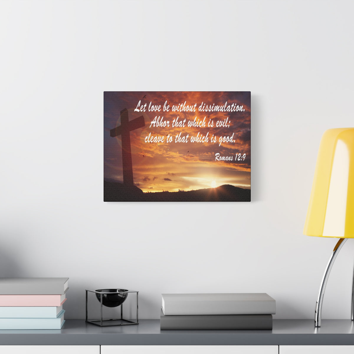 Scripture Canvas Love Without Dissimulation Romans 12:9 Christian Wall Art Bible Verse Print Ready to Hang