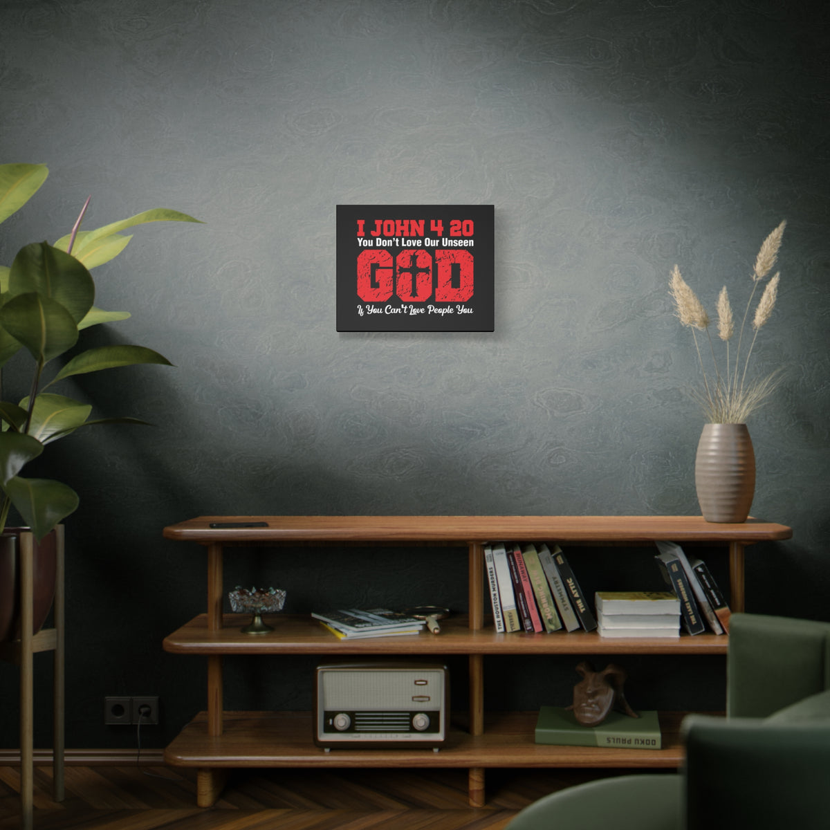 Scripture Canvas Our Unseen God 1 John 4:20 Christian Wall Art Bible Verse Print Ready to Hang