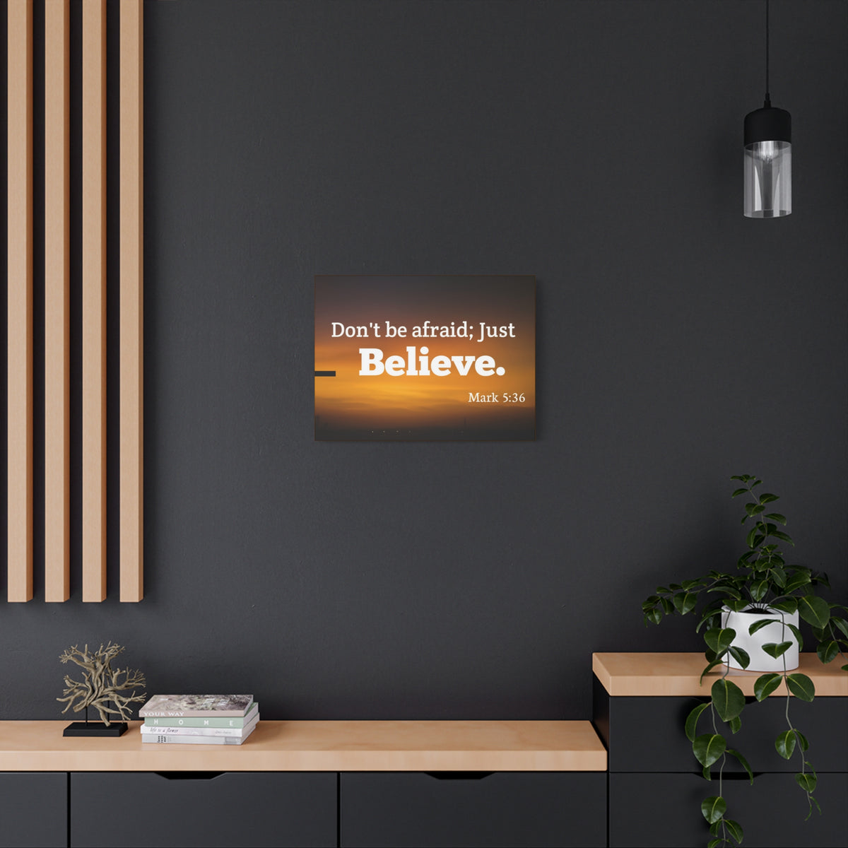 Scripture Canvas Believe Mark 5:36 Christian Wall Art Bible Verse Print Ready to Hang