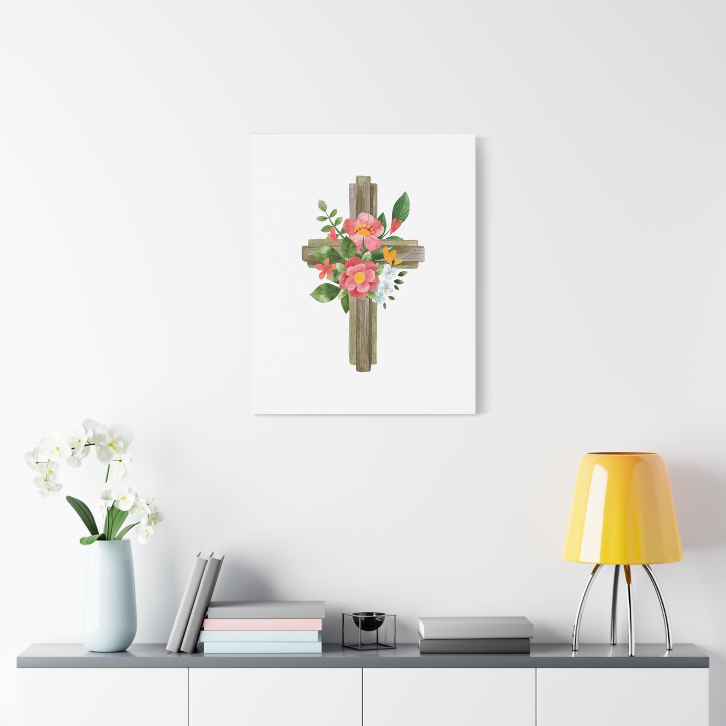 Scripture Canvas Flower Cross Psalms 103:15 Christian Wall Art Bible Verse Print Ready to Hang