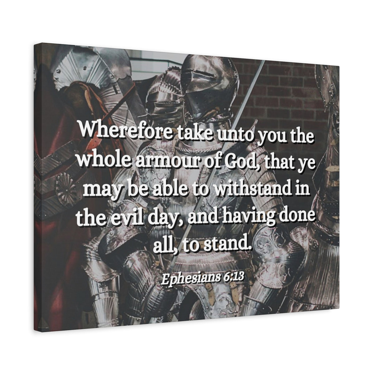 Scripture Canvas Whole Armour Ephesians 6:13 Christian Wall Art Bible Verse Print Ready to Hang