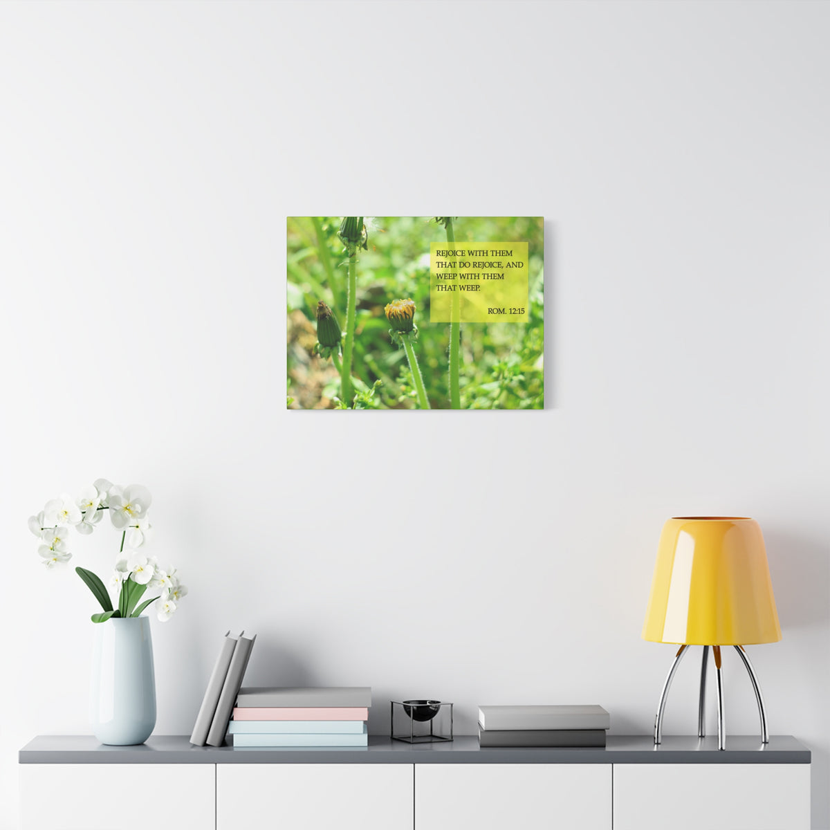 Scripture Canvas Rejoice With Them Rom 12:15 Christian Wall Art Bible Verse Print Ready to Hang