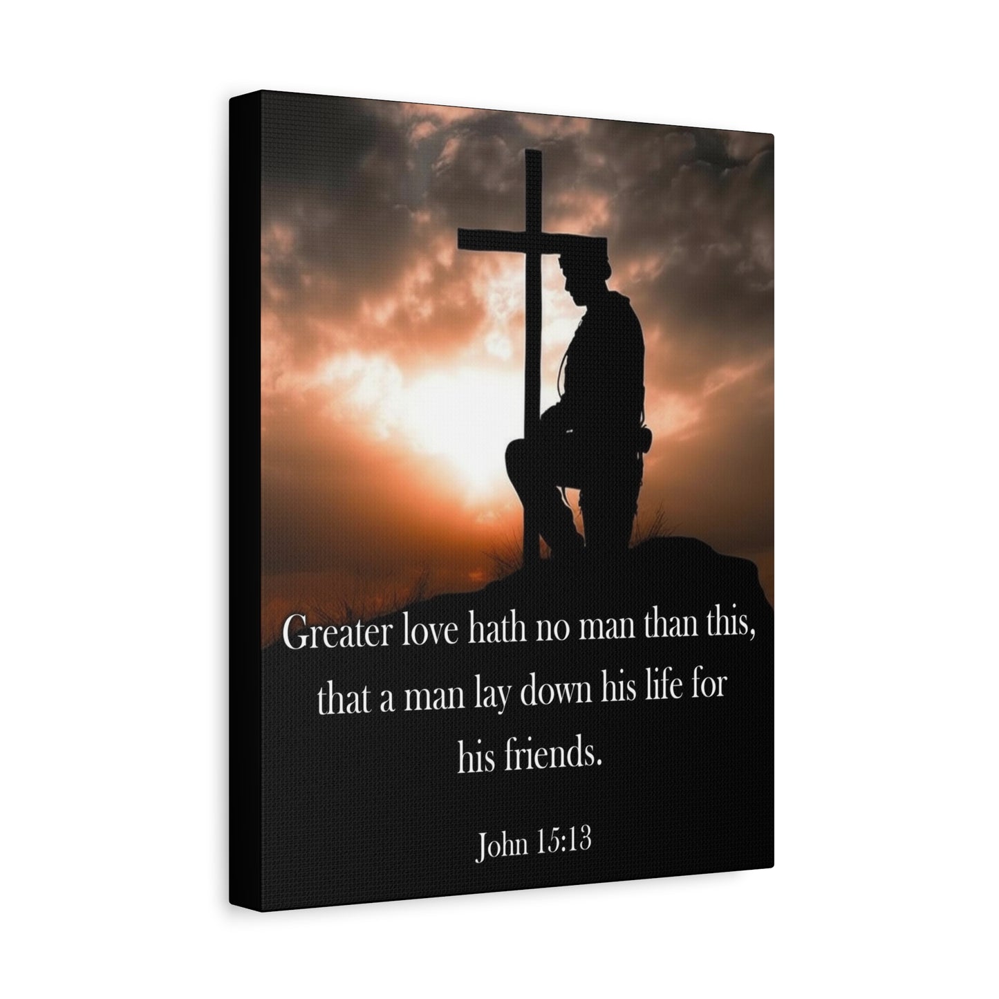 Scripture Walls John 15:13 Greater Love Soldier at Cross Christian Wall Art Print Ready to Hang Unframed
