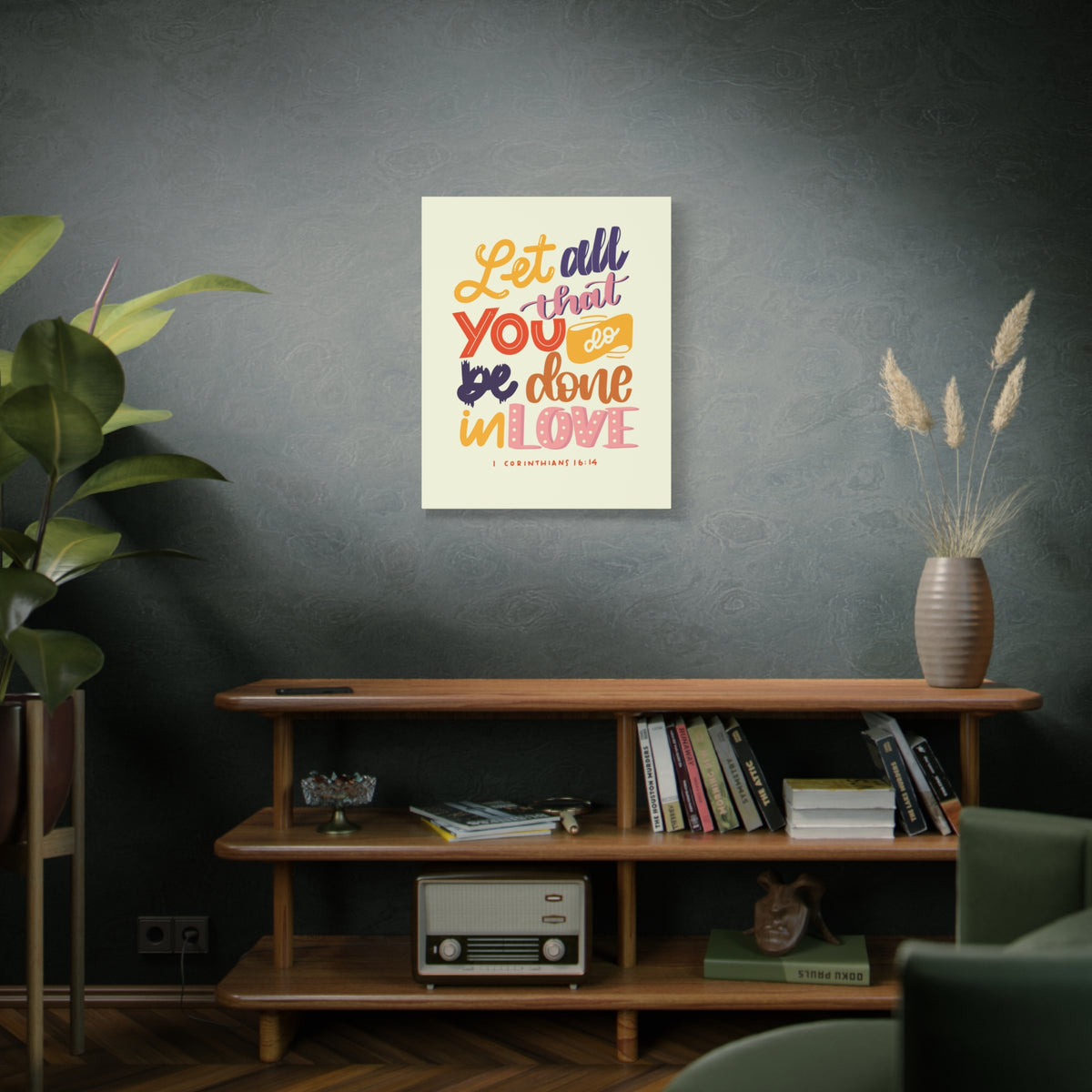 Scripture Canvas Done In Love 1 Corinthians 16:14 Christian Wall Art Bible Verse Print Ready to Hang