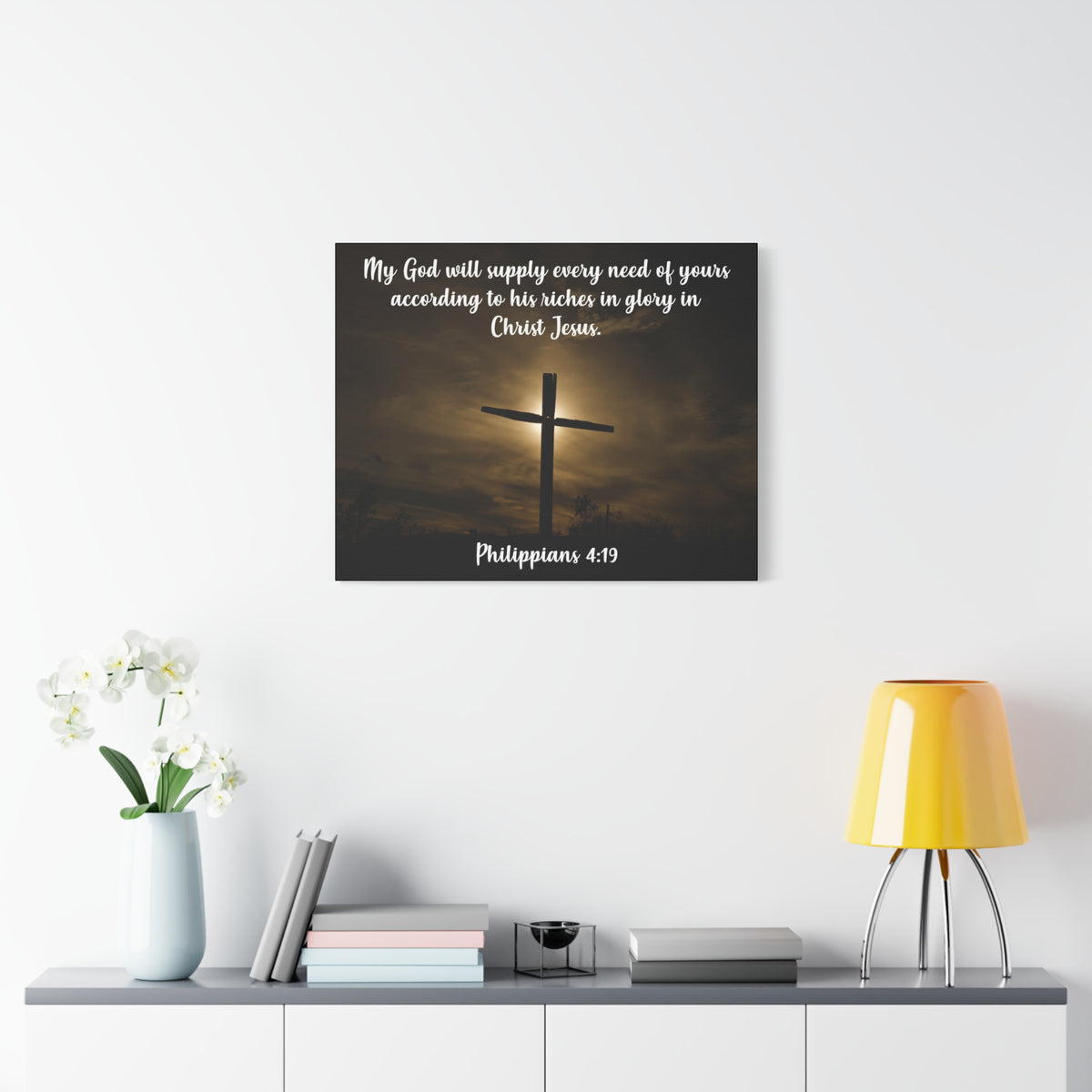 Scripture Canvas All Your Need Philippians 4:19 Christian Wall Art Bible Verse Print Ready to Hang