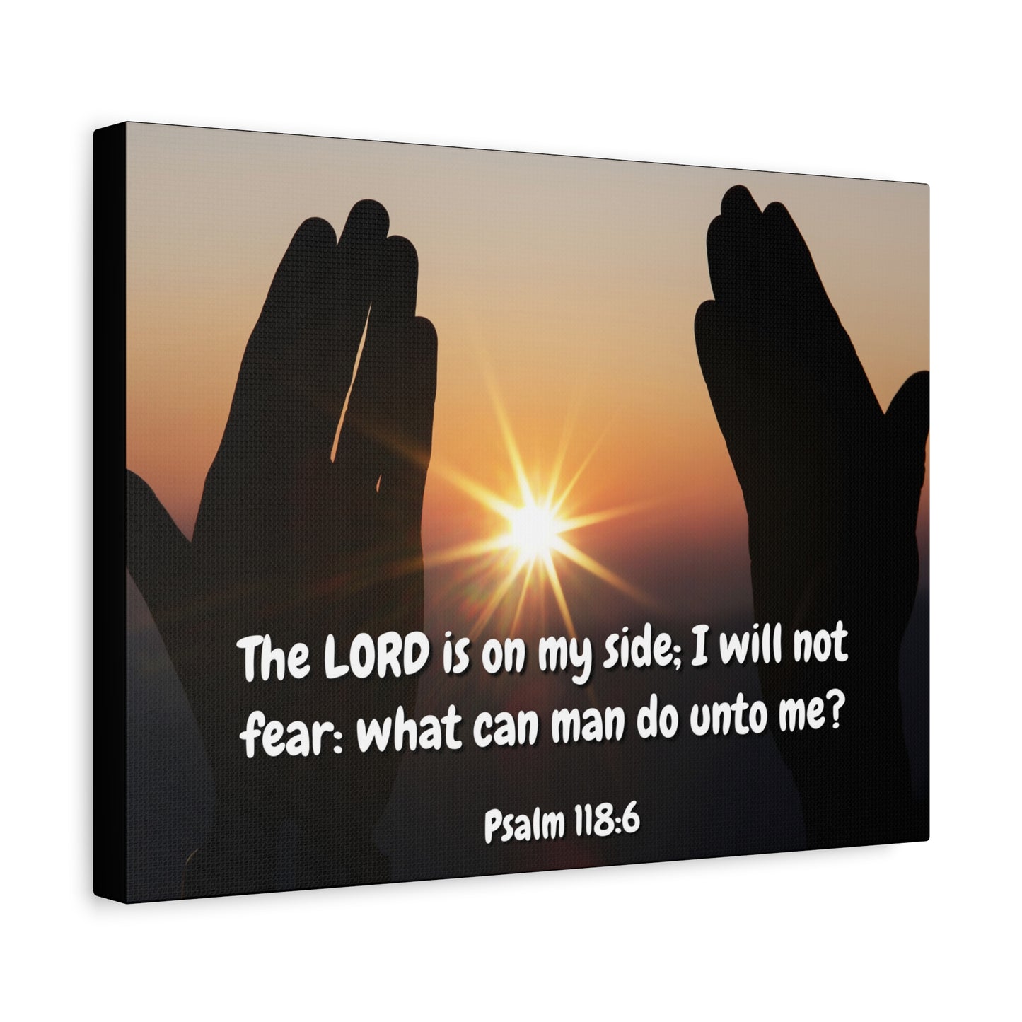 Scripture Canvas God Is On My Side Psalm 118:6 Christian Wall Art Bible Verse Print Ready to Hang