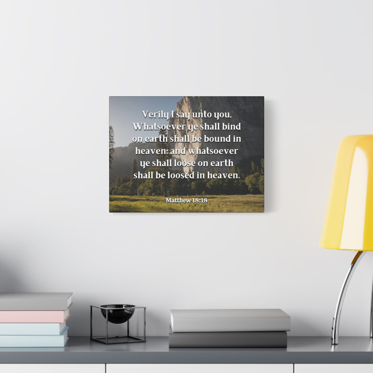 Scripture Canvas Bound In Heaven Matthew 18:18 Christian Wall Art Bible Verse Print Ready to Hang