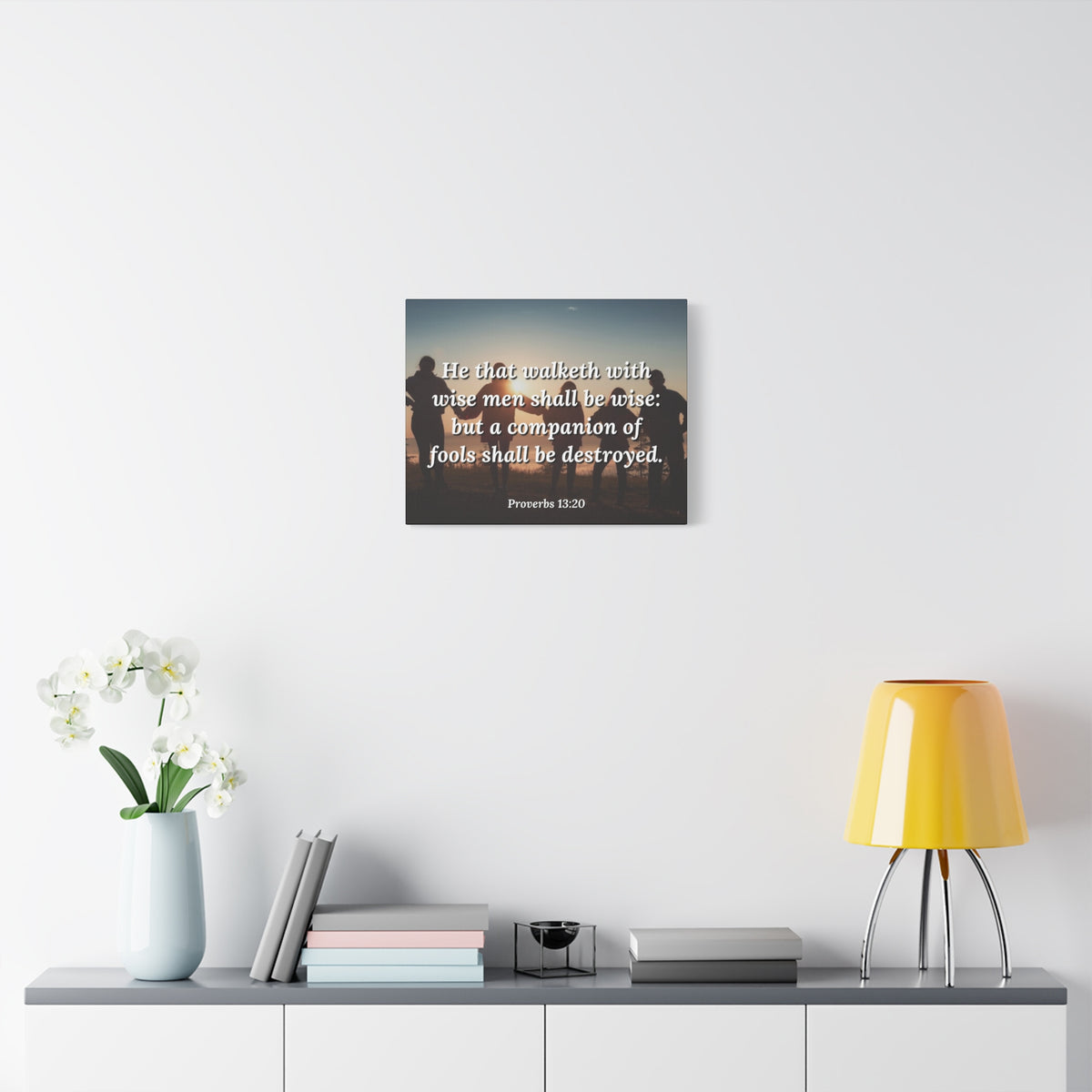 Scripture Canvas Walk With Wise Men Proverbs 13:20 Christian Wall Art Bible Verse Print Ready to Hang