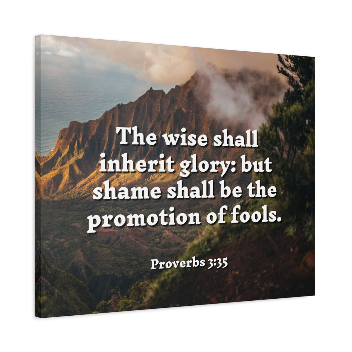 Scripture Canvas Inherit Glory Proverbs 3:35 Christian Wall Art Bible Verse Print Ready to Hang
