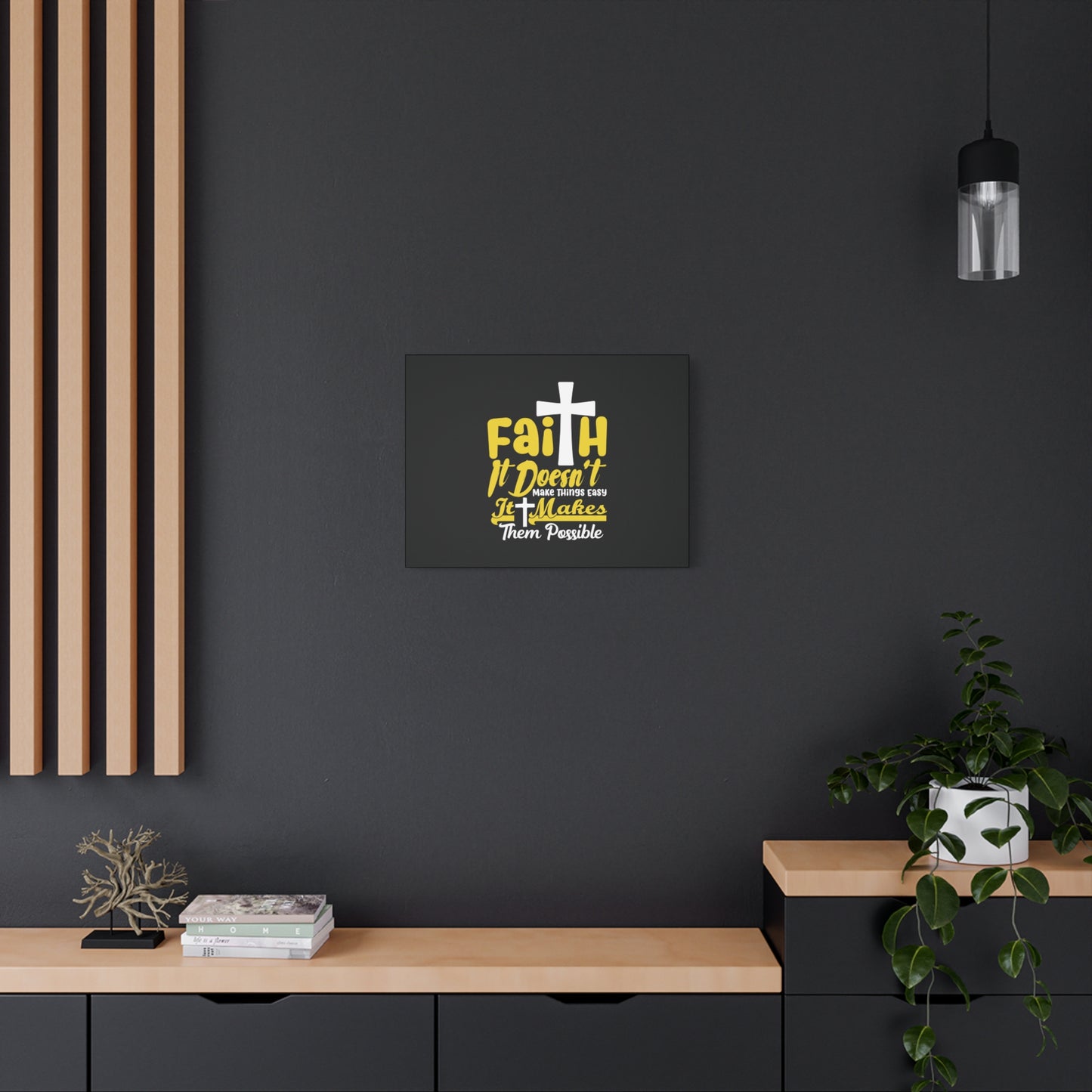 Scripture Canvas Faith Yellow Luke 1:37 Christian Wall Art Bible Verse Print Ready to Hang