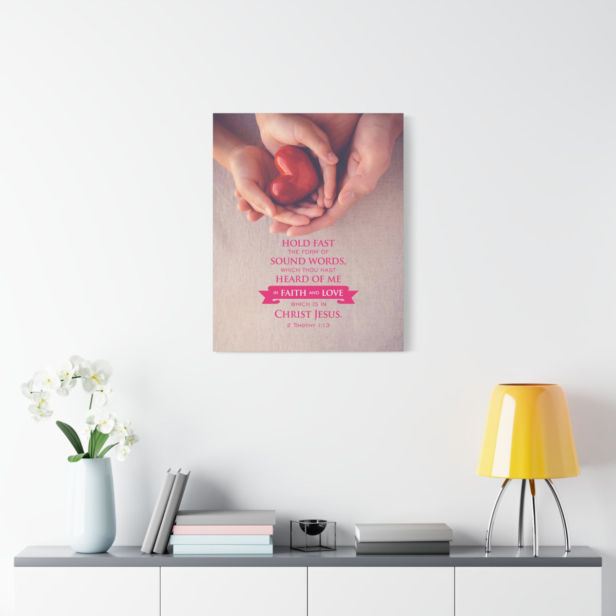 Scripture Canvas Faith and Love 2 Timothy 1:13 Christian Wall Art Bible Verse Print Ready to Hang