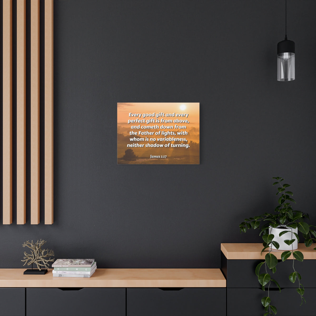 Scripture Canvas Father Of Light James 1:17 Christian Wall Art Bible Verse Print Ready to Hang
