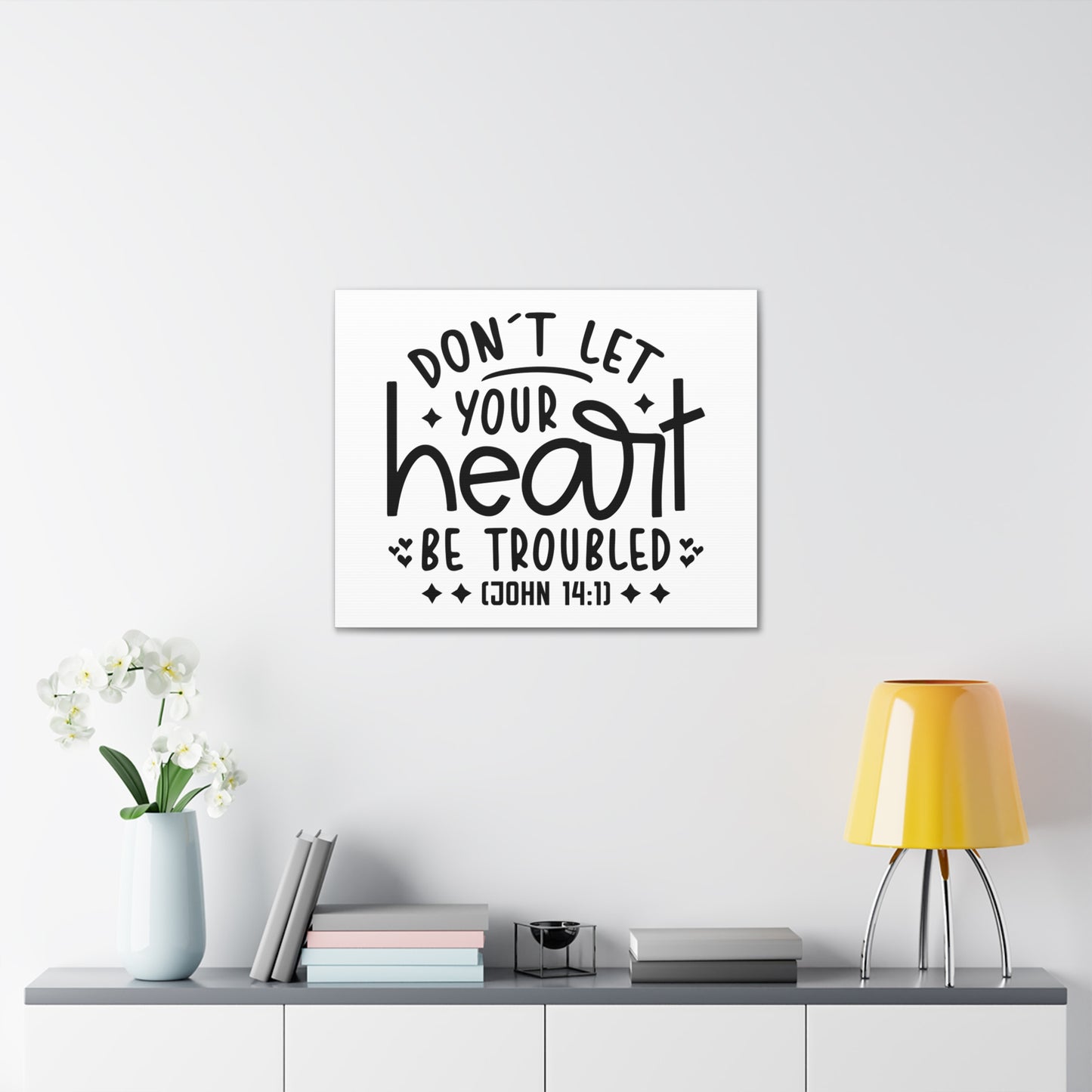 Your Heart John 14:1 Star Heart Bible Verse Canvas Christian Wall Art Ready to Hang