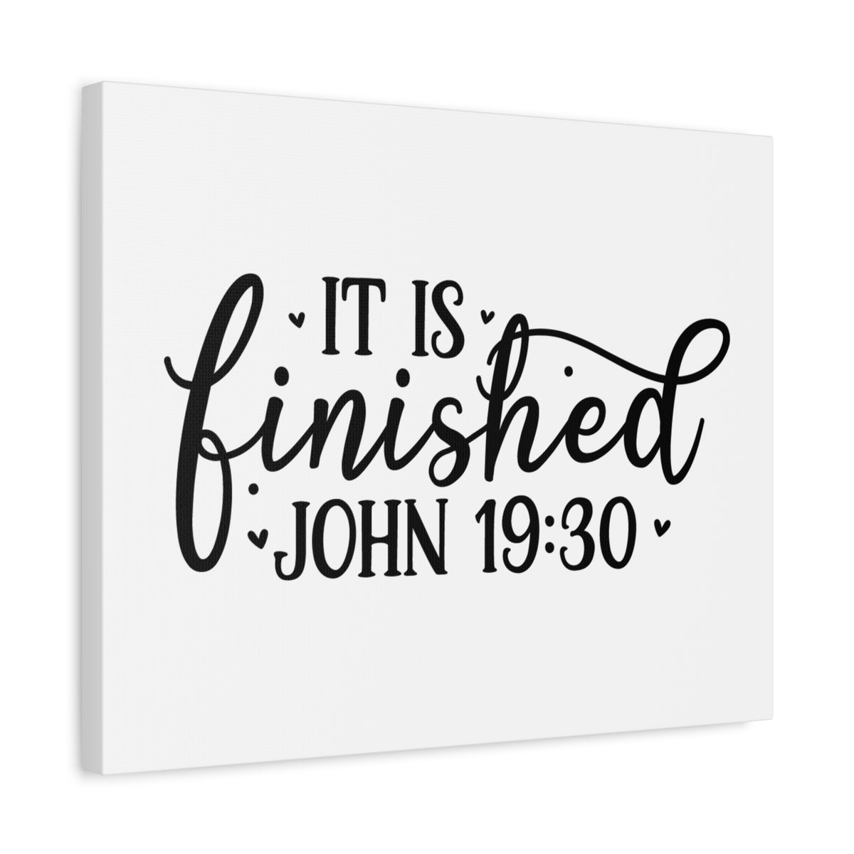 Scripture Canvas It Is Finished Small Hearts John 19:30 Christian Wall Art Bible Verse Print Ready to Hang