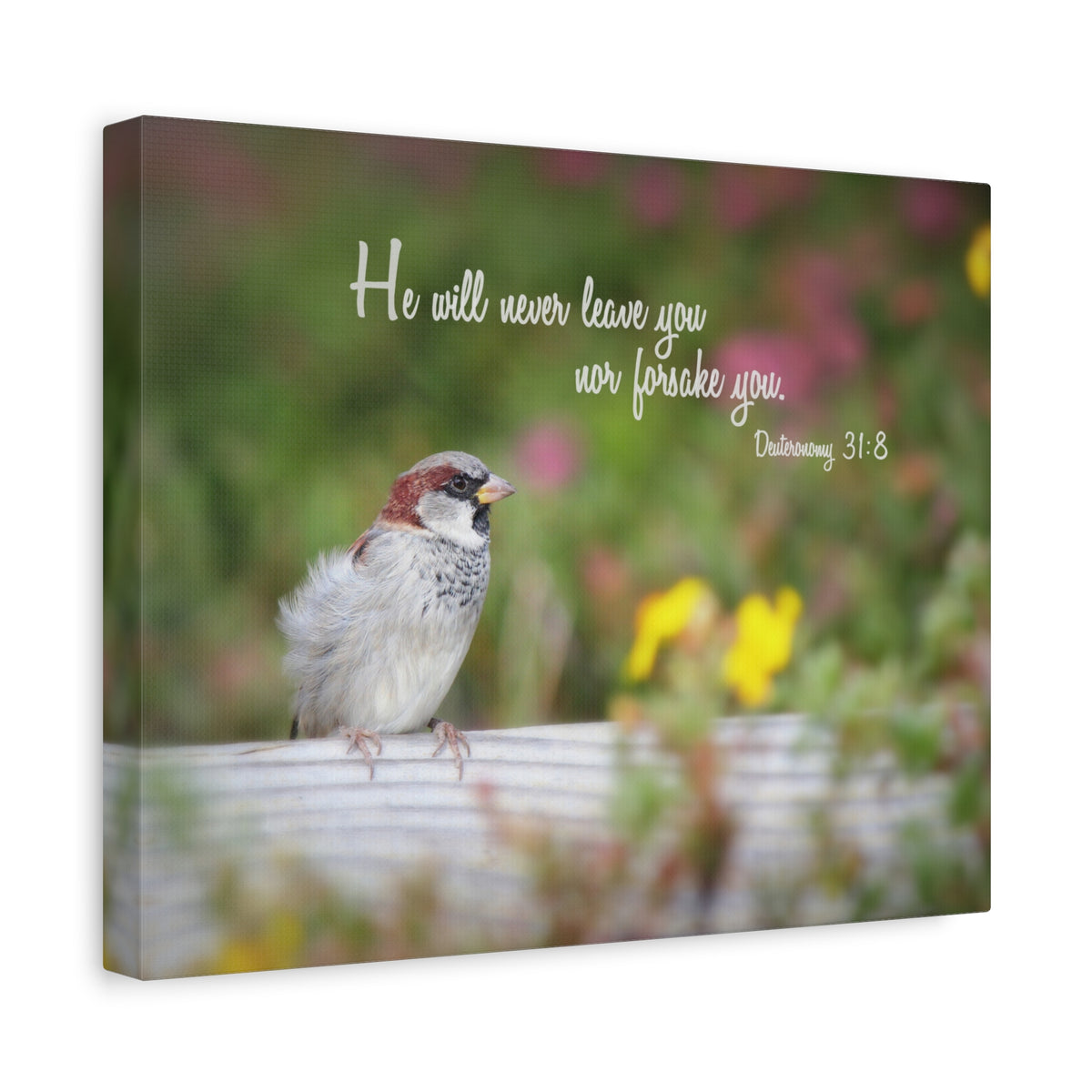 Scripture Canvas Will Never Leave You Deuteronomy 31:8 Christian Wall Art Bible Verse Print Ready to Hang