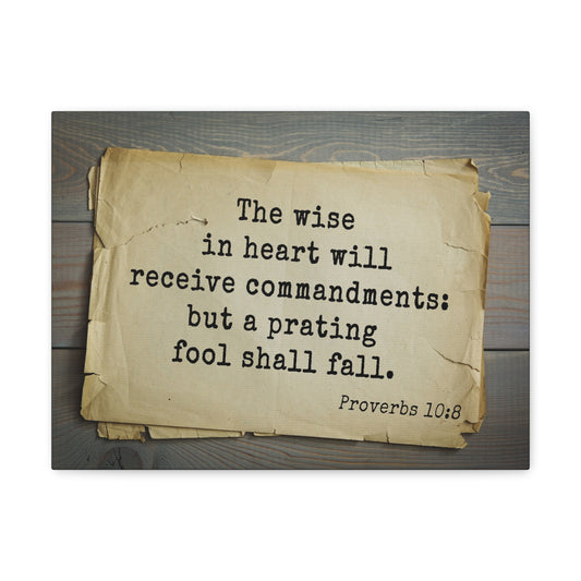 The Wise Proverbs 10:8 Christian Wall Art Bible Verse Print Ready to Hang
