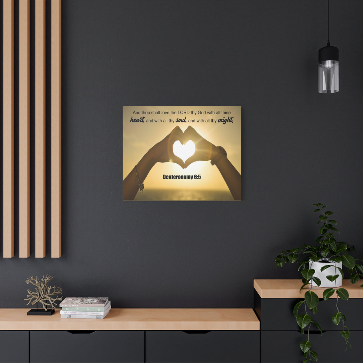 Scripture Canvas Love The Lord Deuteronomy 6:5 Christian Wall Art Bible Verse Print Ready to Hang