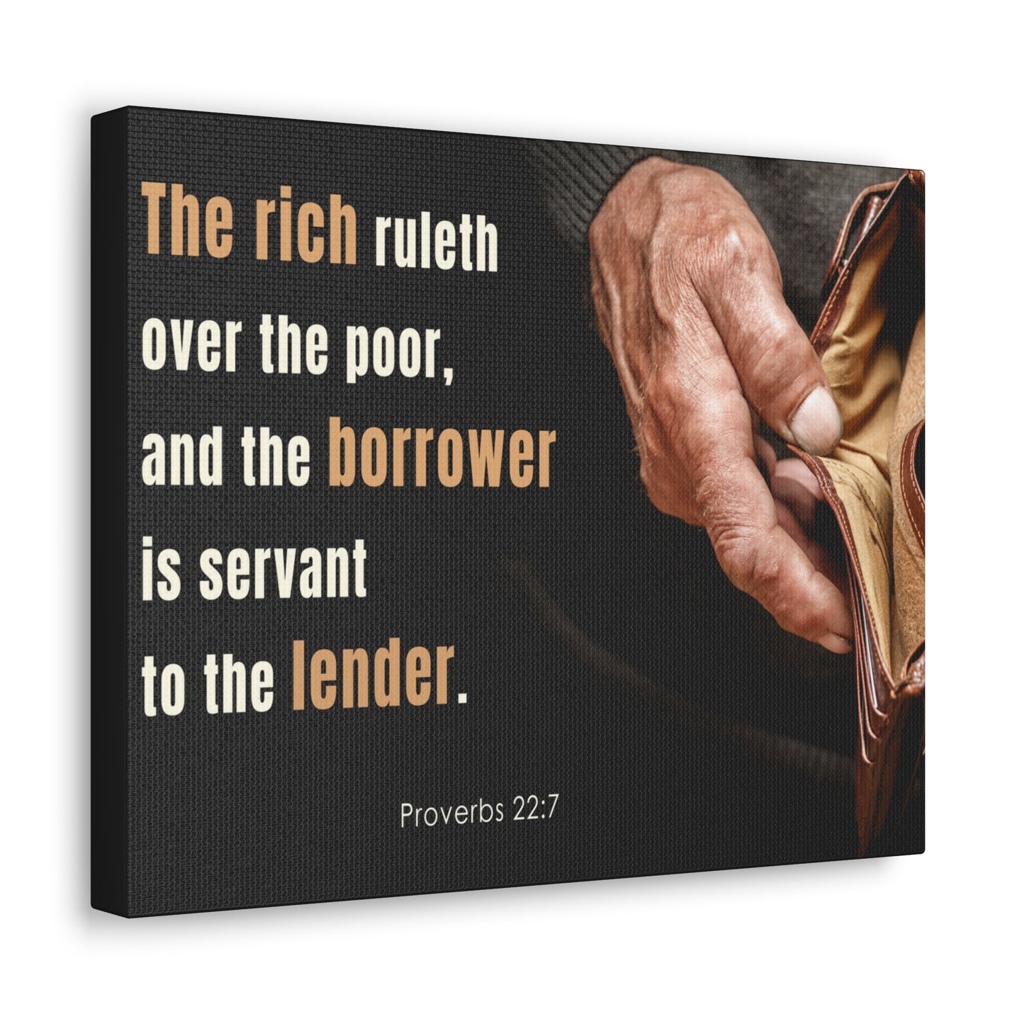 To The Lender Proverbs 22:7 Bible Verse Canvas Christian Wall Art Ready to Hang