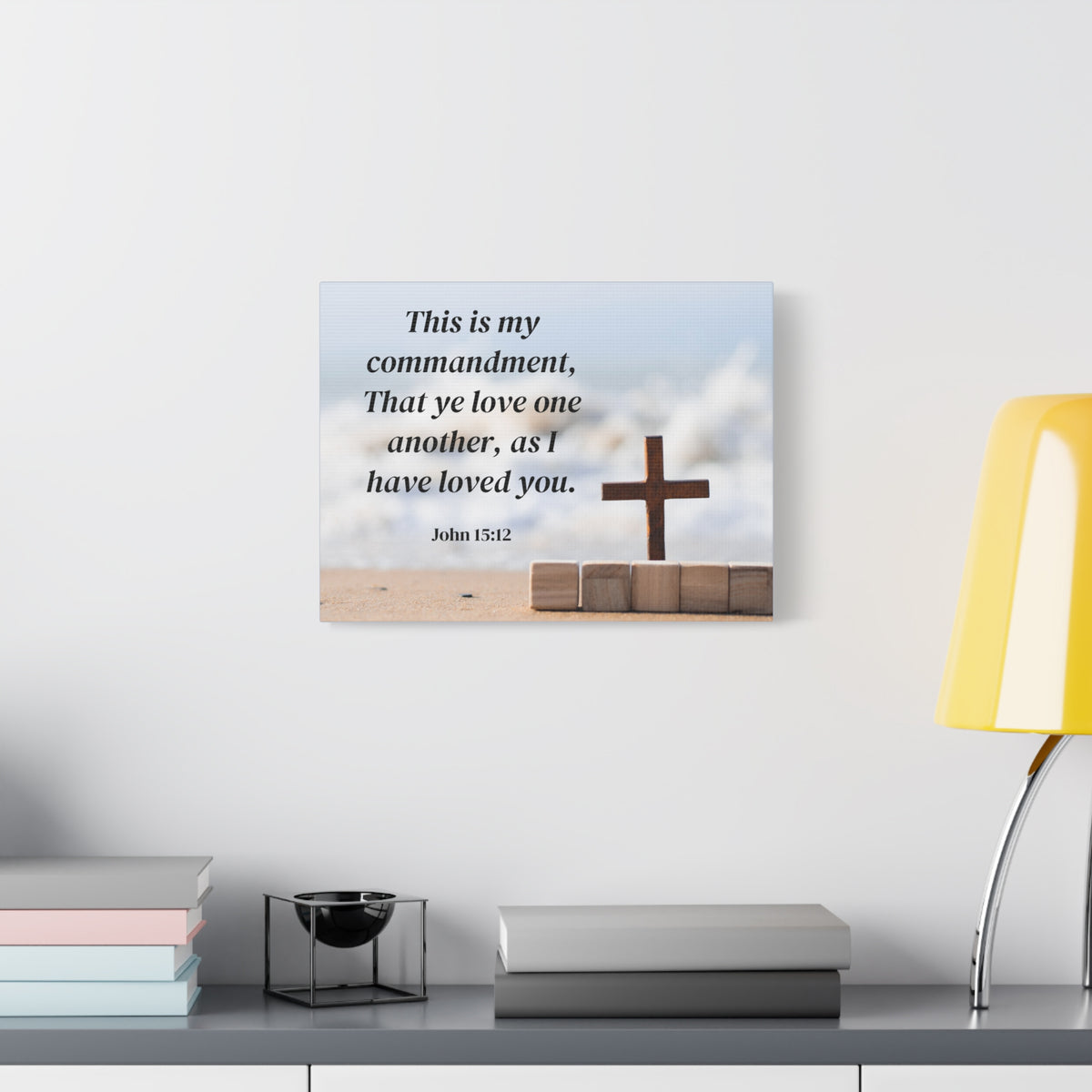 Scripture Canvas My Commandment John 15:12 Christian Wall Art Bible Verse Print Ready to Hang