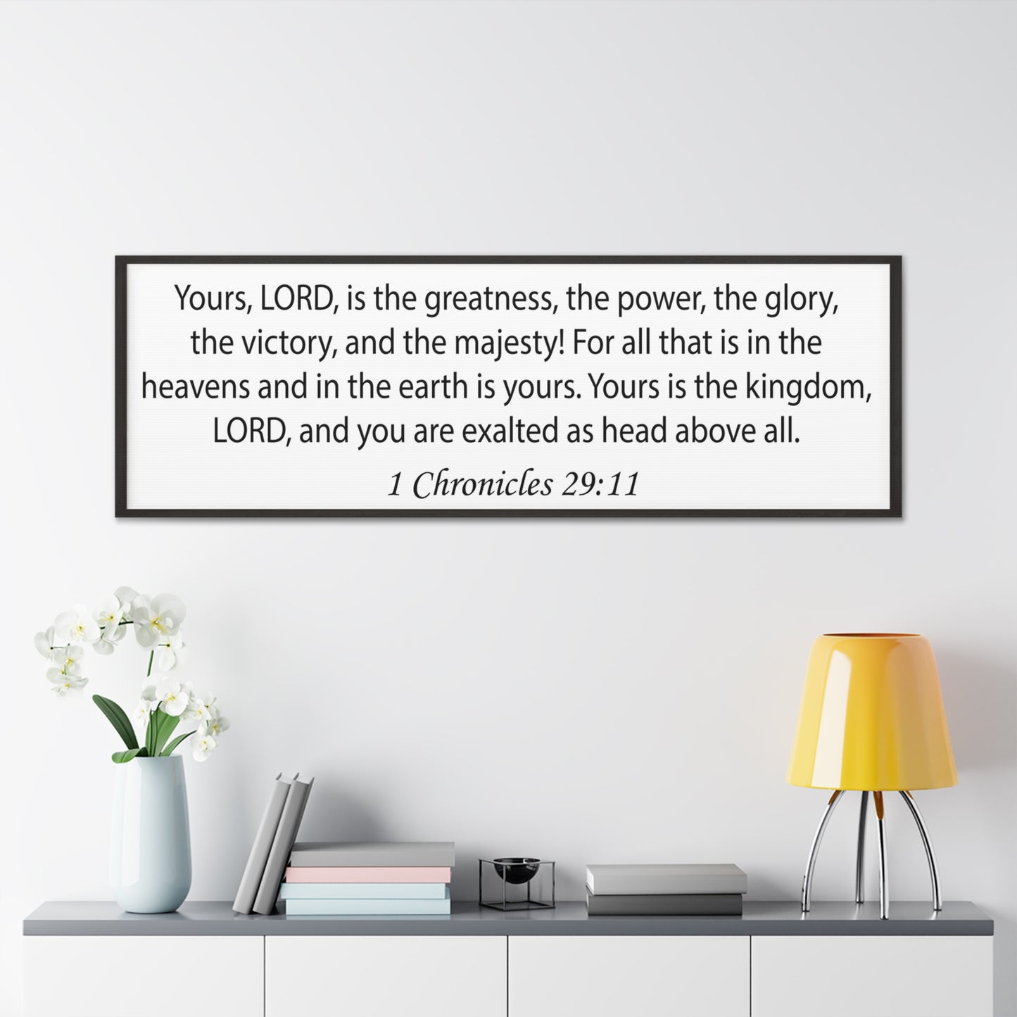 1 Chronicles 29:11 White Bible Verse Canvas Christian Wall Art Ready to Hang Unframed