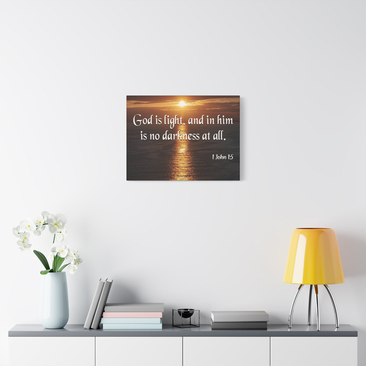 Scripture Canvas God is Light 1 John 1:5 Christian Wall Art Bible Verse Print Ready to Hang