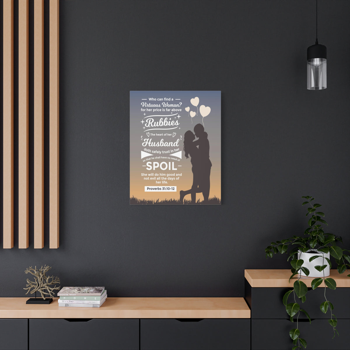 Scripture Canvas Rubbies Husband Proverbs 31:10-12 Christian Wall Art Bible Verse Print Ready to Hang