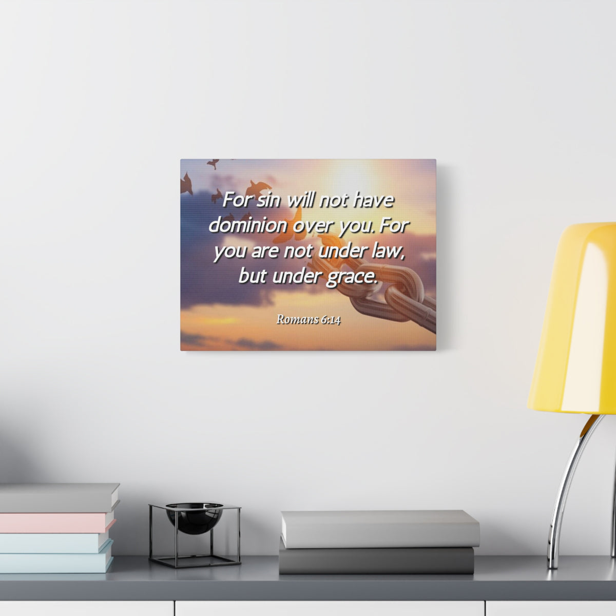 Scripture Canvas Grace Romans 6:14 Christian Wall Art Bible Verse Print Ready to Hang