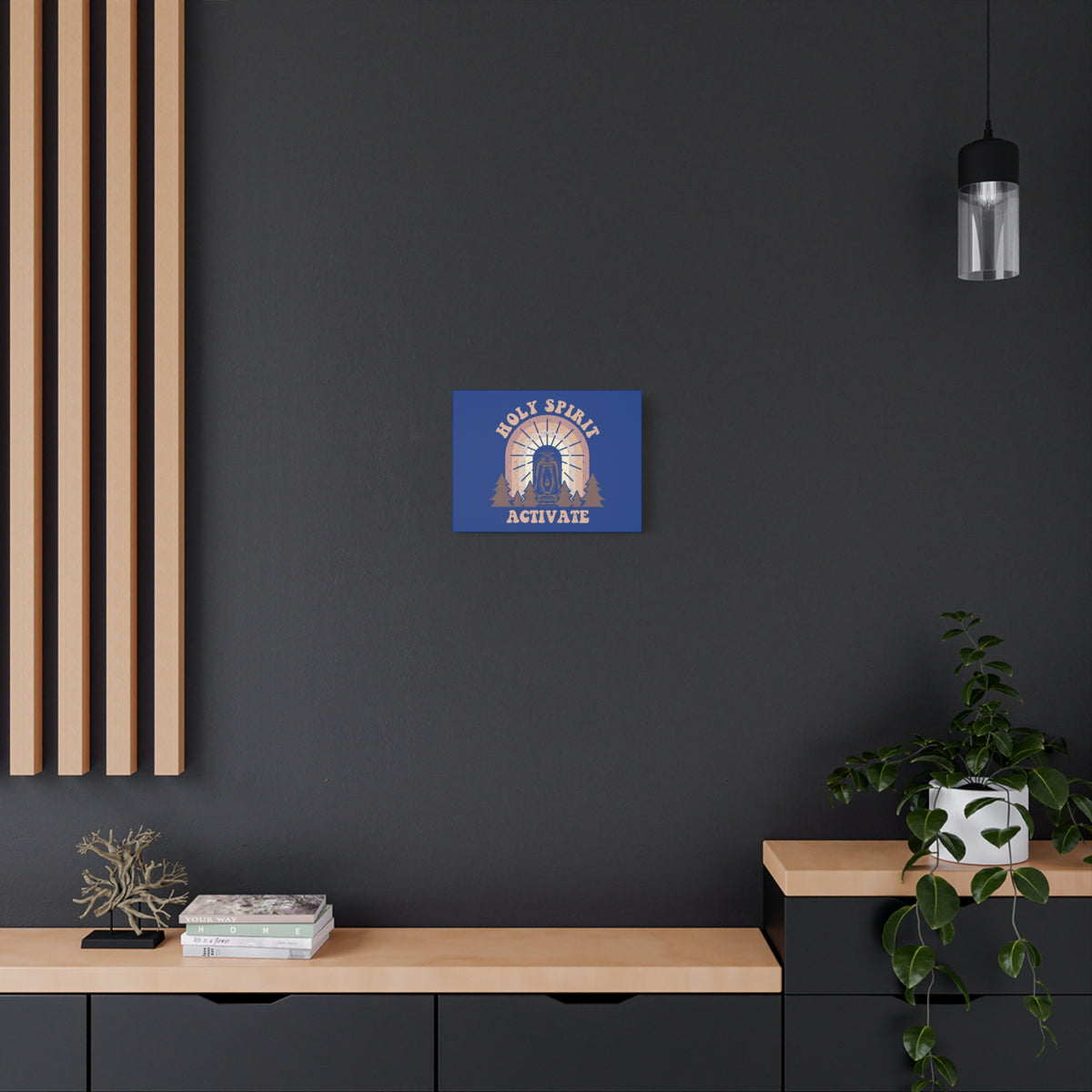 Scripture Canvas Holy Spirit Activate Acts 2:38 Blue Christian Wall Art Bible Verse Print Ready to Hang