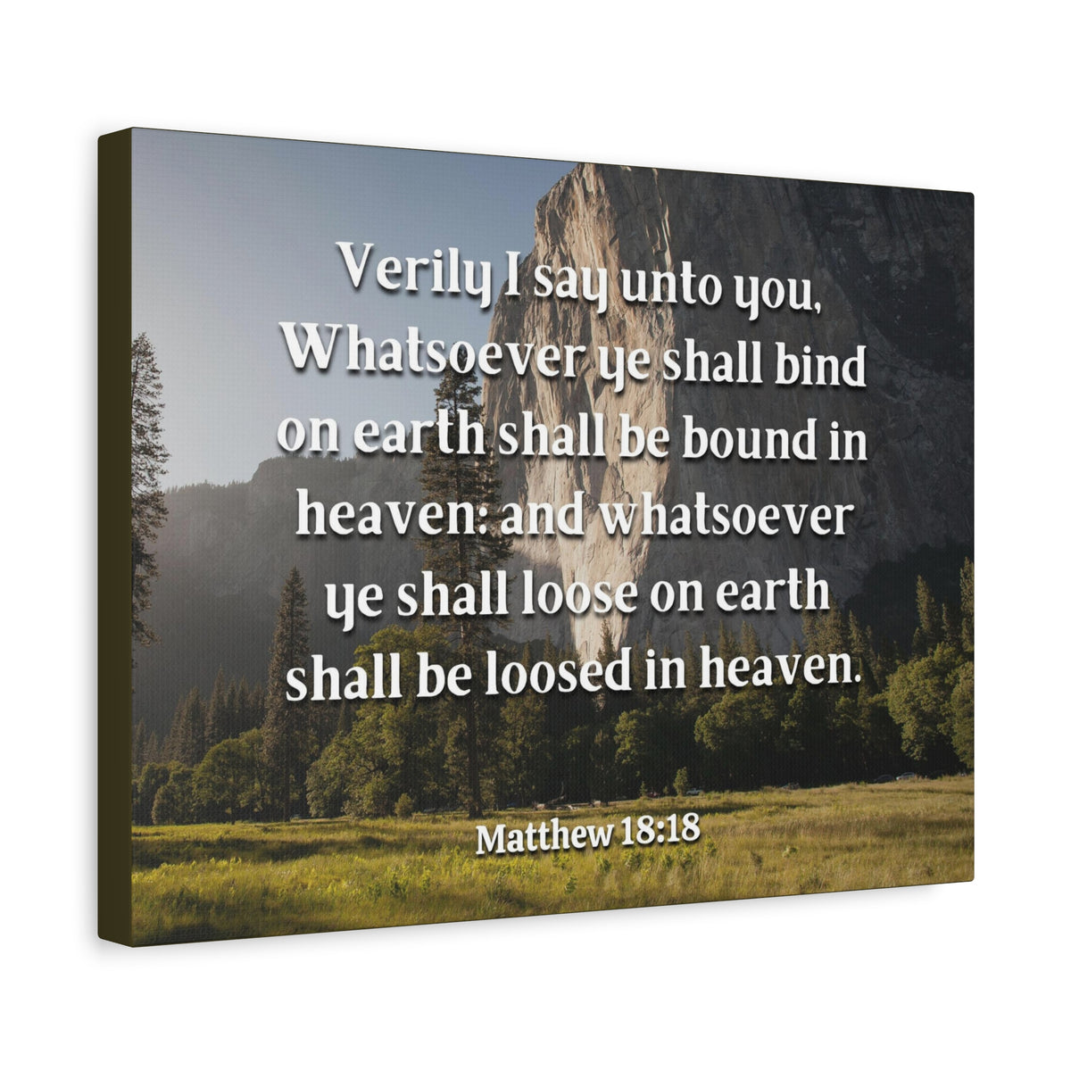 Scripture Canvas Bound In Heaven Matthew 18:18 Christian Wall Art Bible Verse Print Ready to Hang