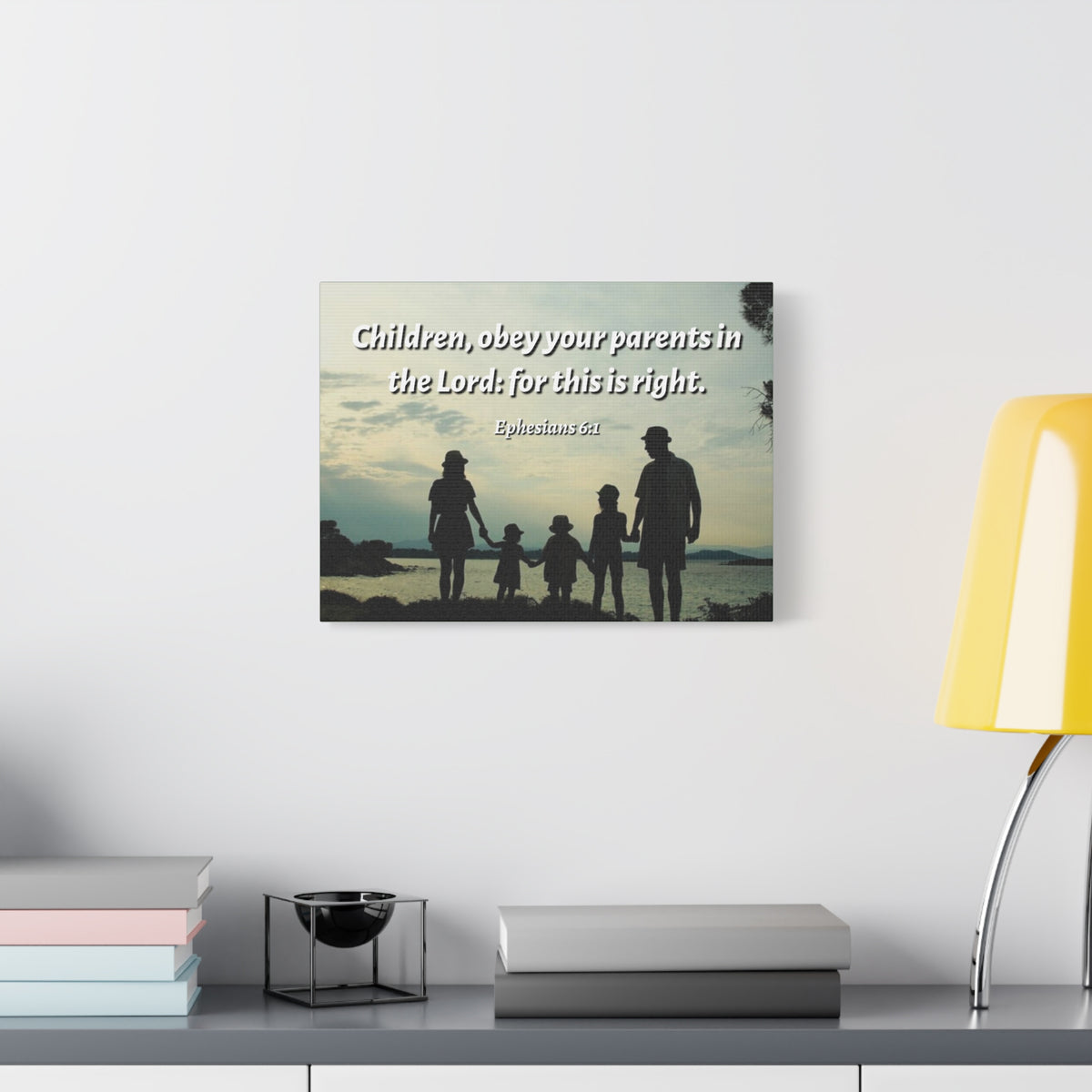 Scripture Canvas Obey Your Parents Ephesians 6:1 Christian Wall Art Bible Verse Print Ready to Hang