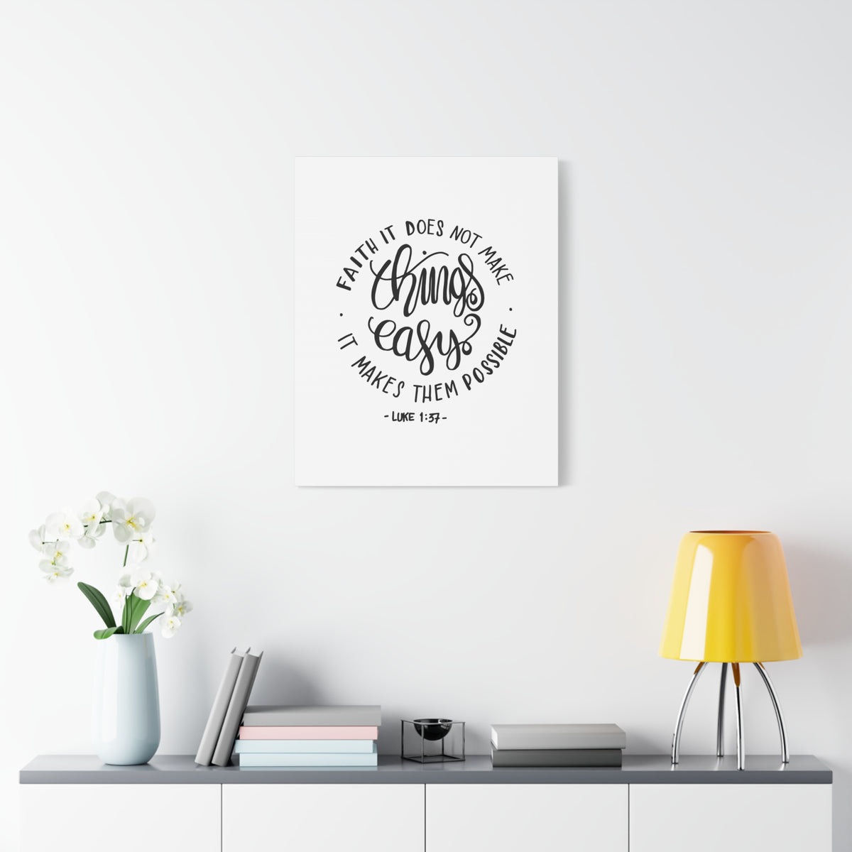 Scripture Canvas Make Things Easy Luke 1:37 Christian Wall Art Bible Verse Print Ready to Hang