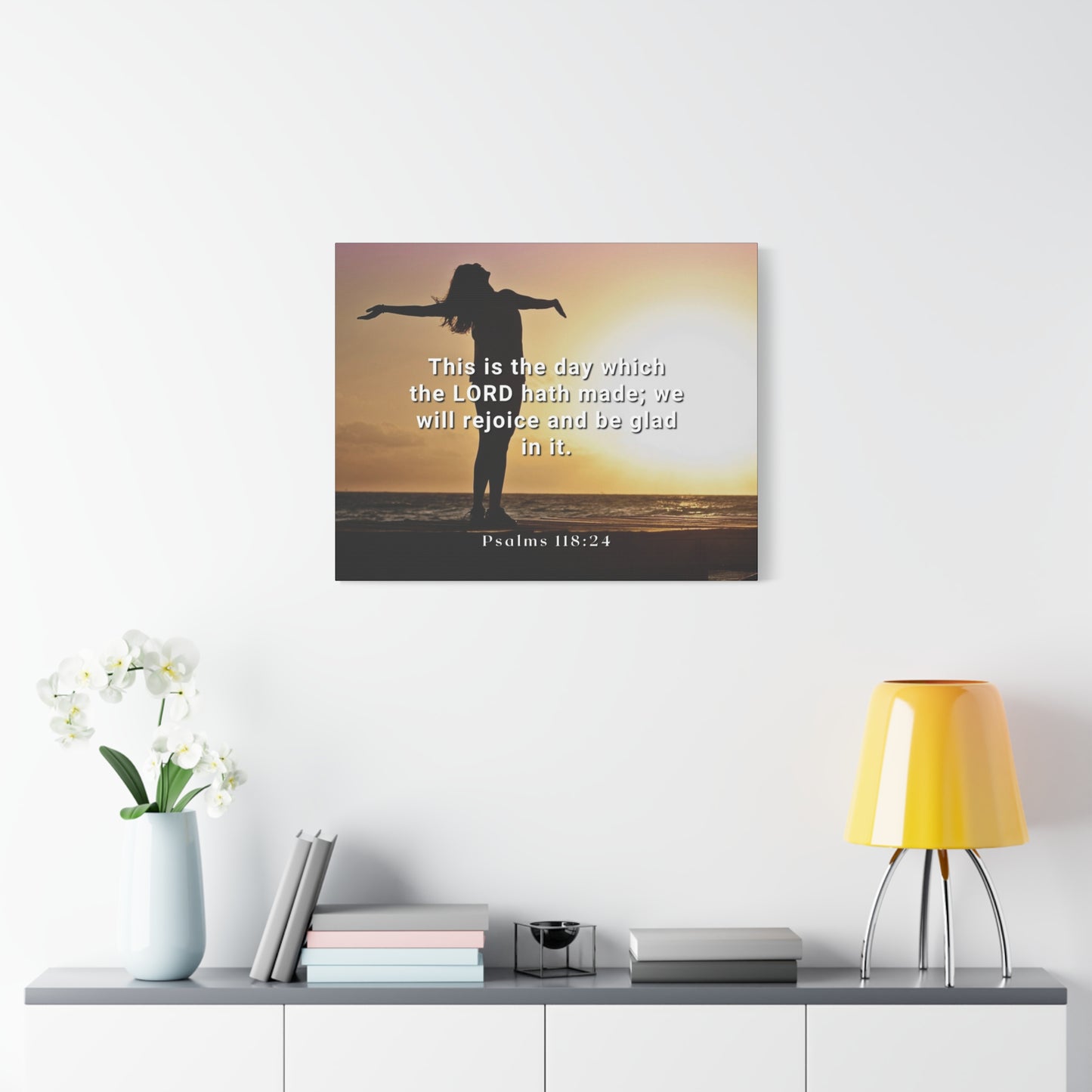Scripture Canvas The Day Psalms 118:24 Christian Wall Art Bible Verse Print Ready to Hang