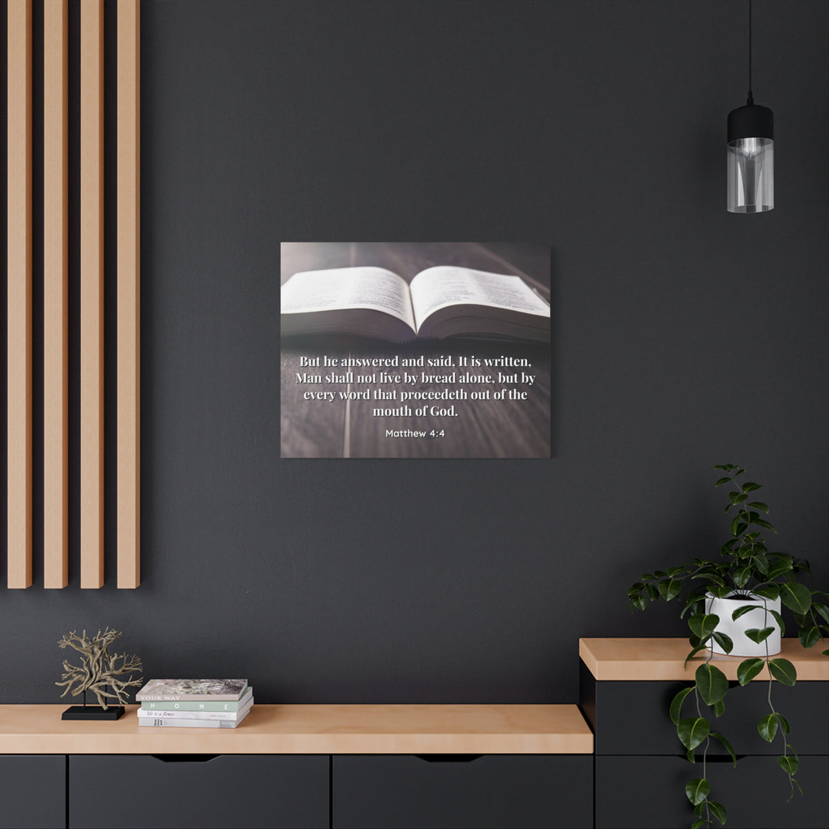 Scripture Canvas Mouth Of God Matthew 4:4 Christian Wall Art Bible Verse Print Ready to Hang