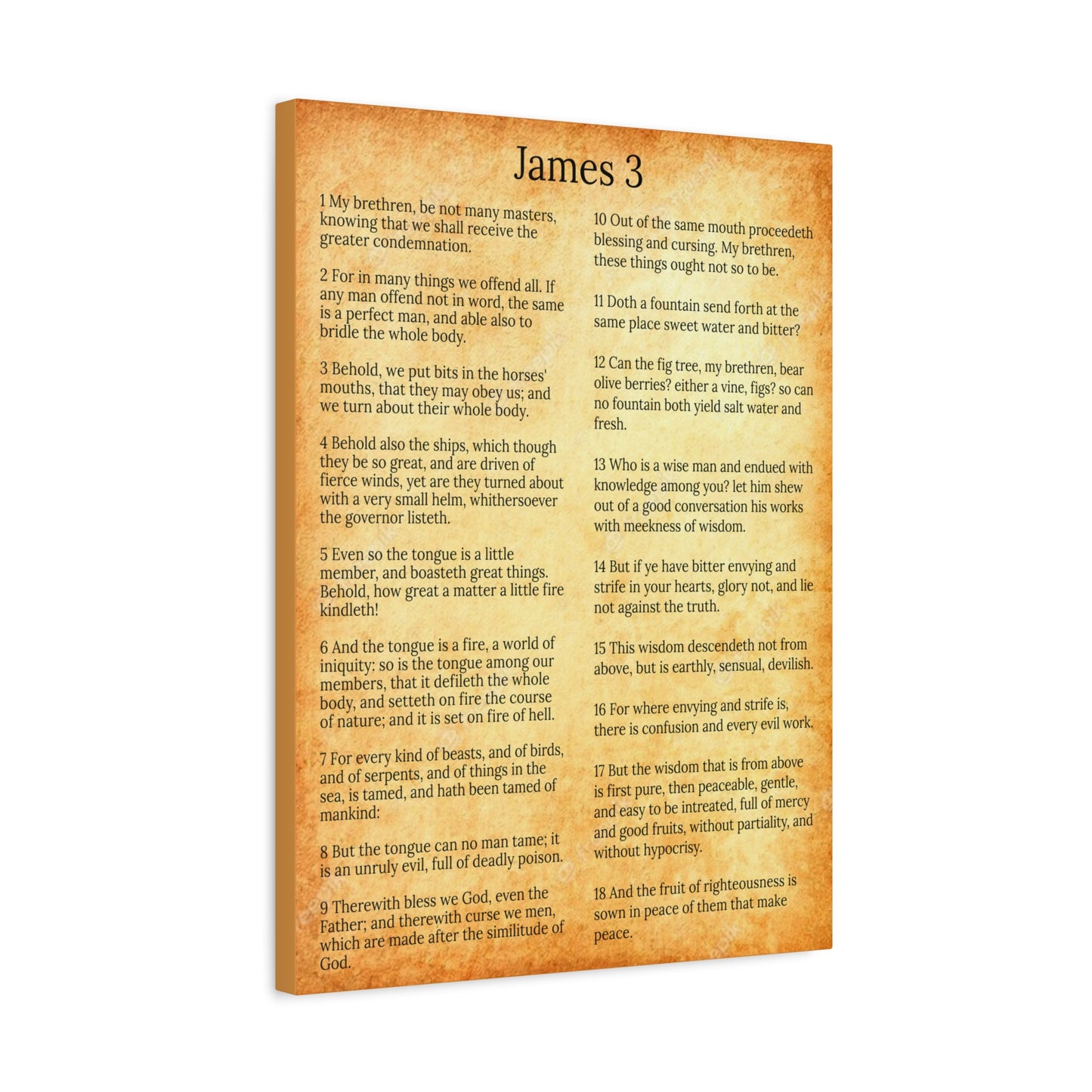 Scripture Walls James 3 Chapter Gold Control The Tongue Christian Wall Art Print Ready to Hang Unframed