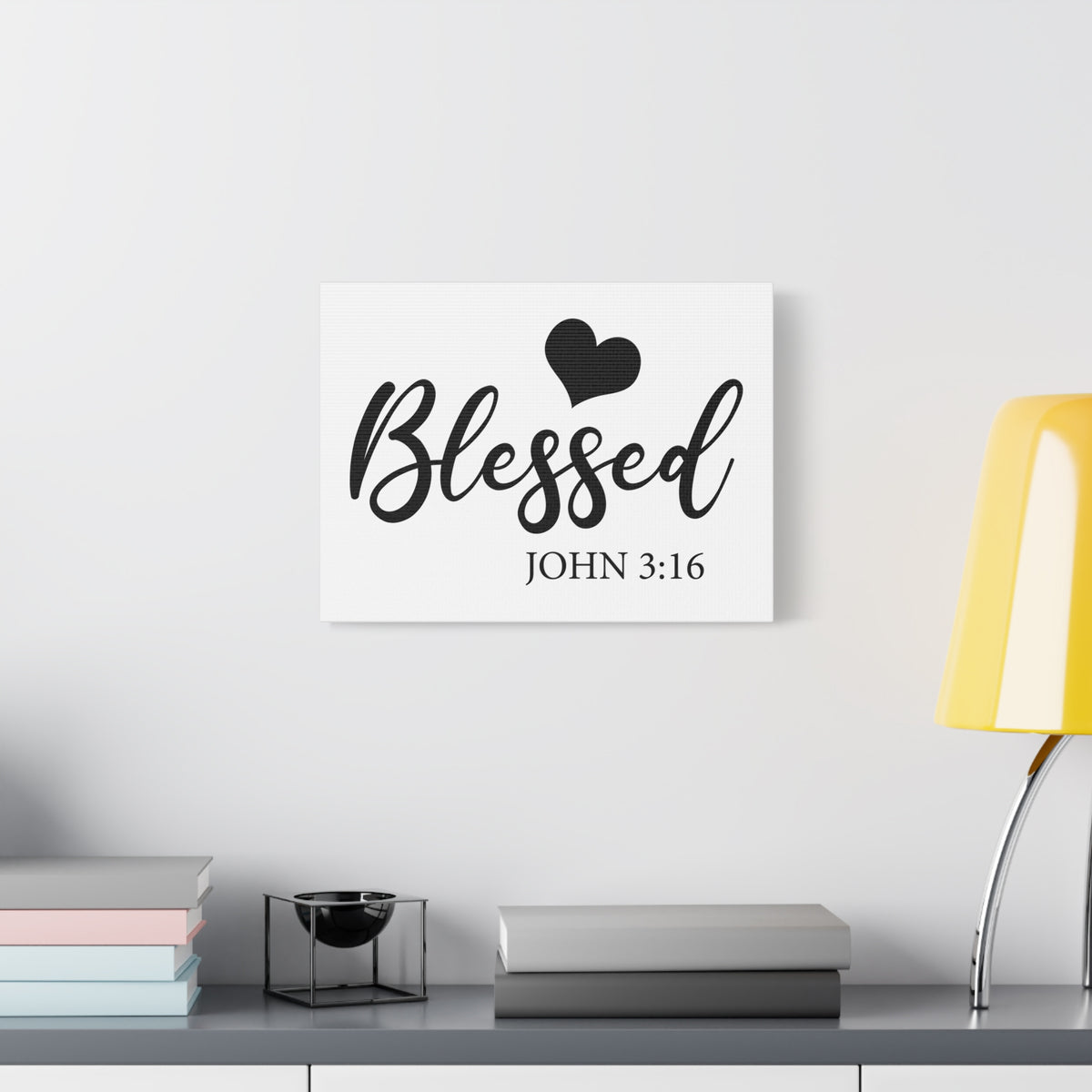 Scripture Canvas Blessed John 3:16 Christian Wall Art Bible Verse Print Ready to Hang