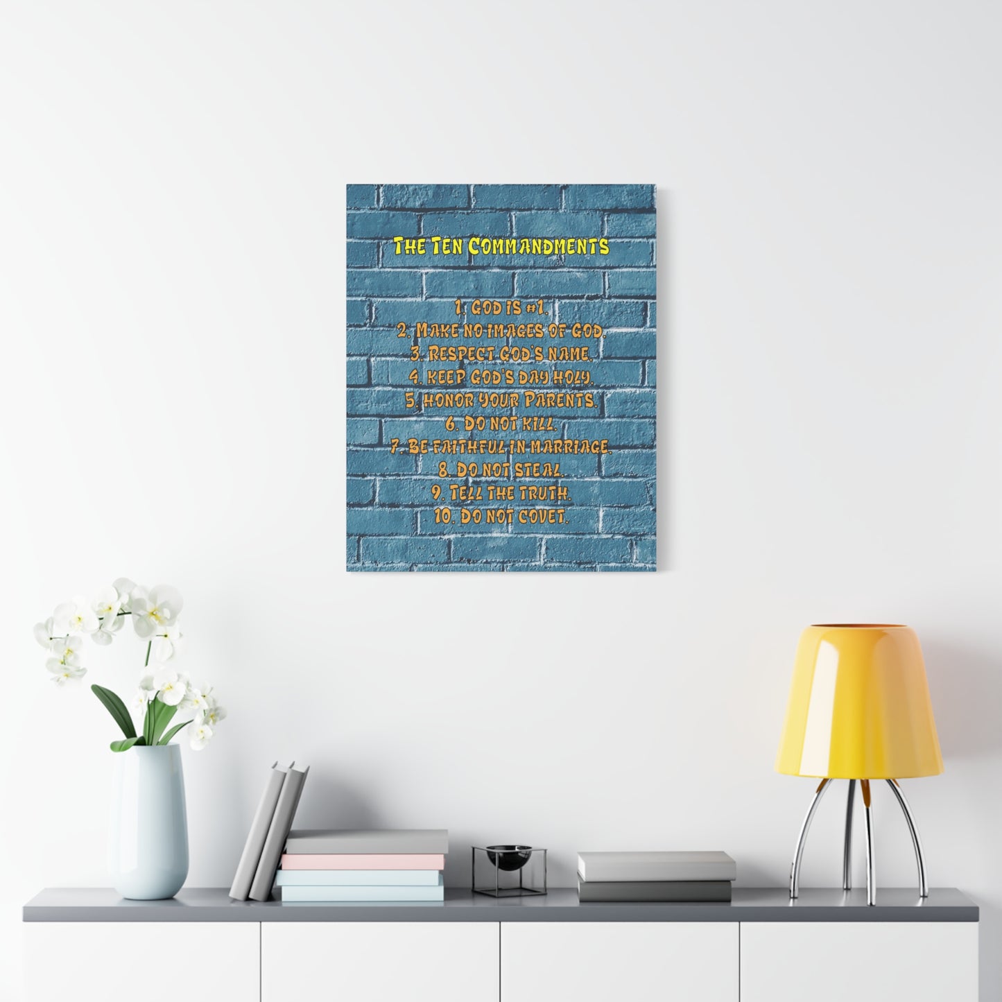 Scripture Canvas 10 Commandments For Kids Brick Wall Christian Wall Art Print Ready to Hang