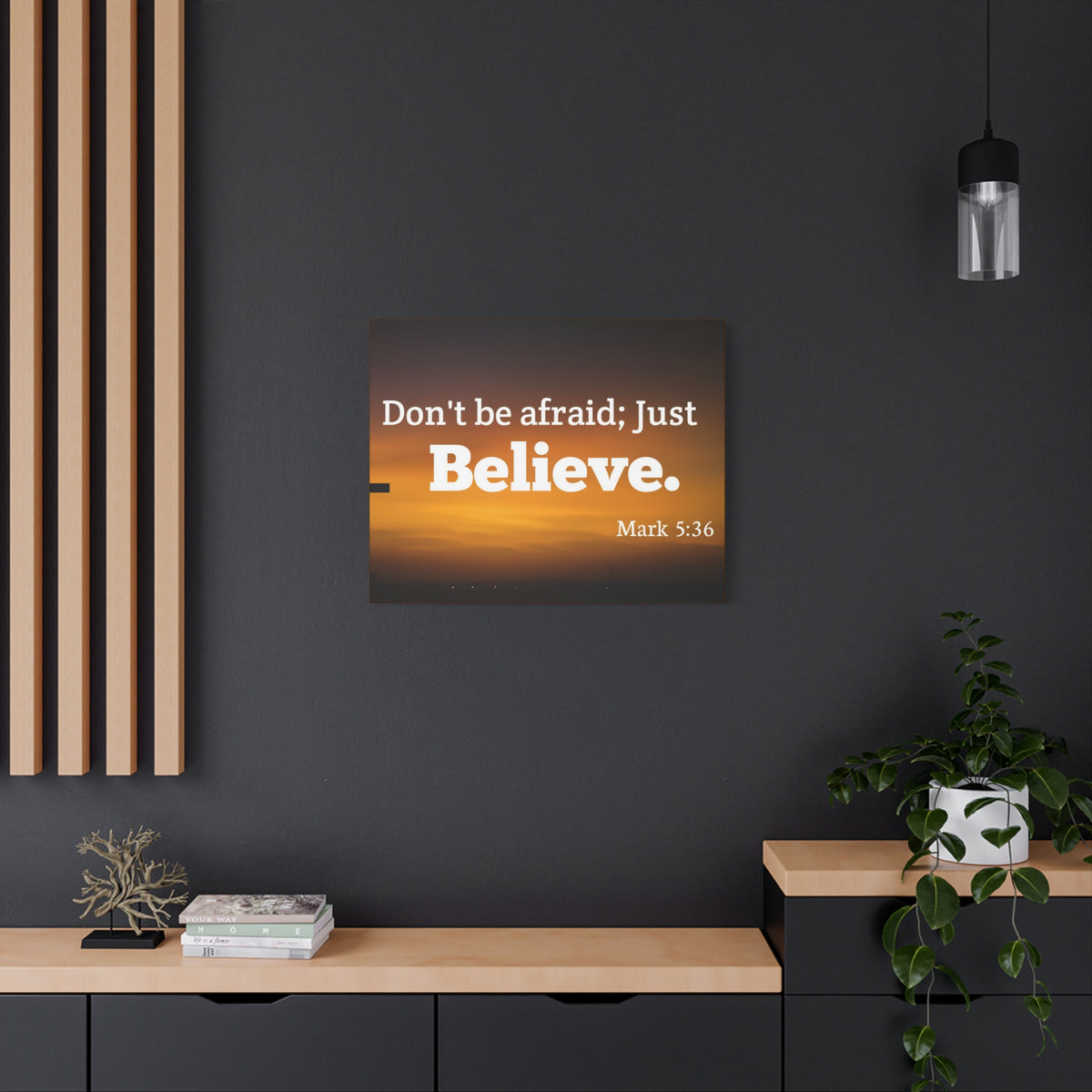 Scripture Canvas Believe Mark 5:36 Christian Wall Art Bible Verse Print Ready to Hang