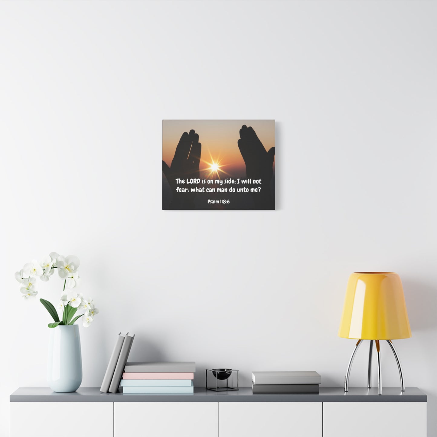 Scripture Canvas God Is On My Side Psalm 118:6 Christian Wall Art Bible Verse Print Ready to Hang