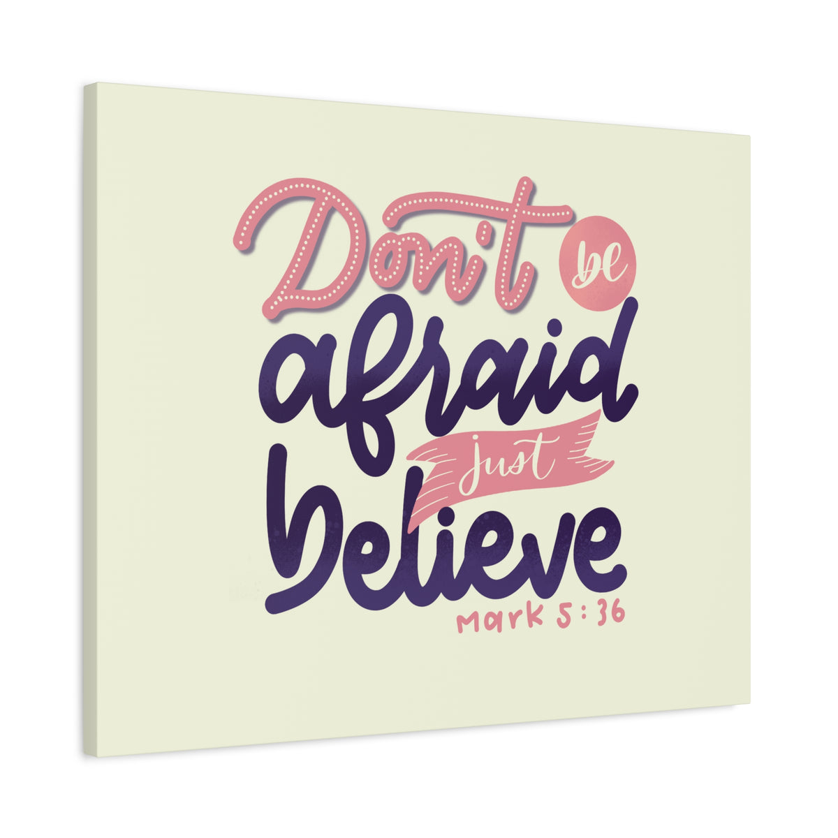 Scripture Canvas Just Believe Mark 5:36 Christian Wall Art Bible Verse Print Ready to Hang