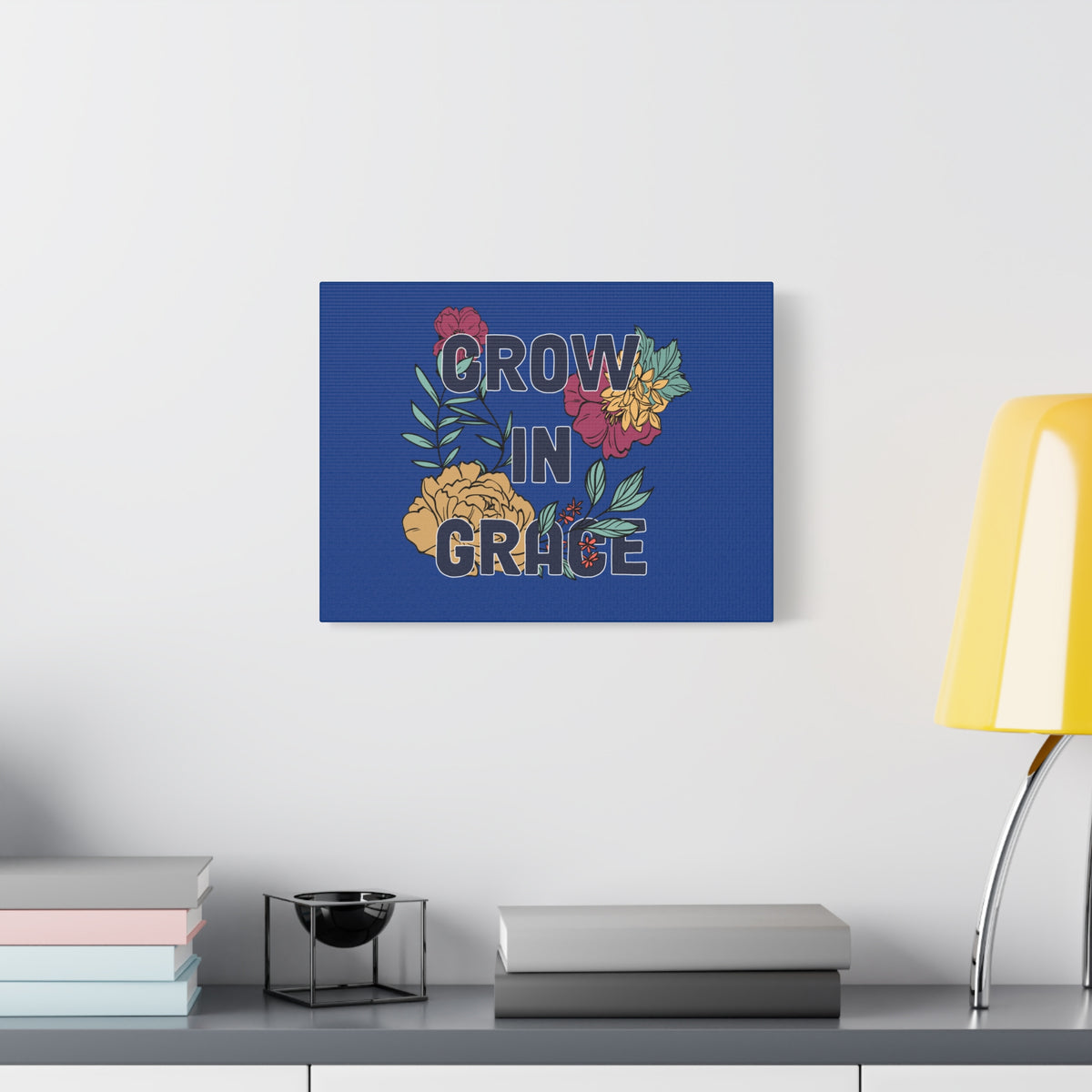 Scripture Canvas Grow In Grace 2 Peter 3:18 Yellow Flower Christian Wall Art Bible Verse Print Ready to Hang