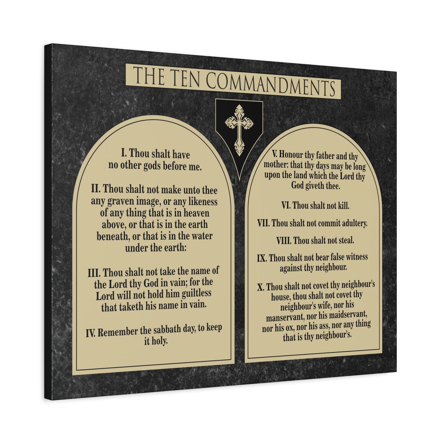 Scripture Canvas Ten Commandments Tablets Brown Christian Wall Art Print Ready to Hang